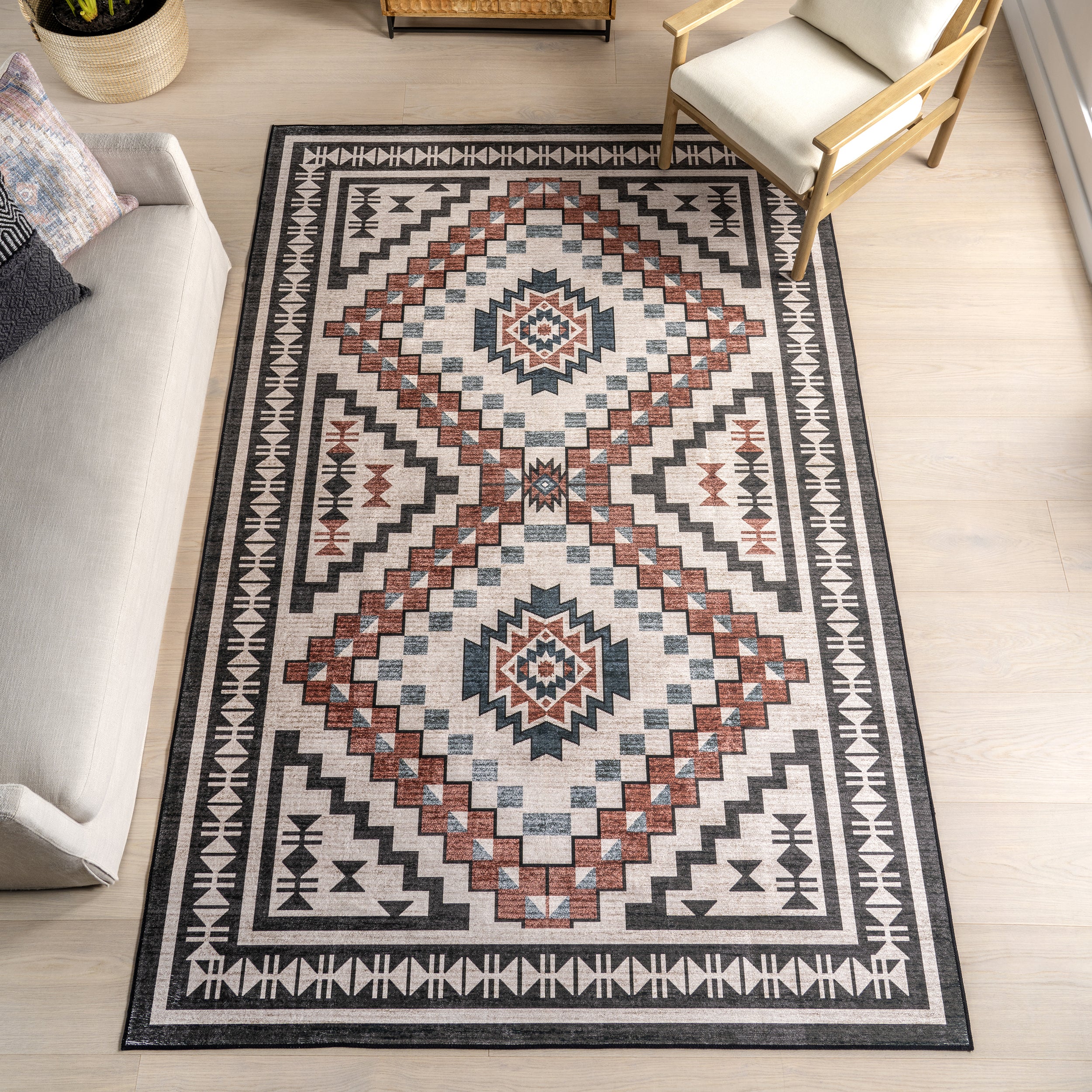Calli SplashGuard Southwestern Machine Washable Area Rug - Image 2