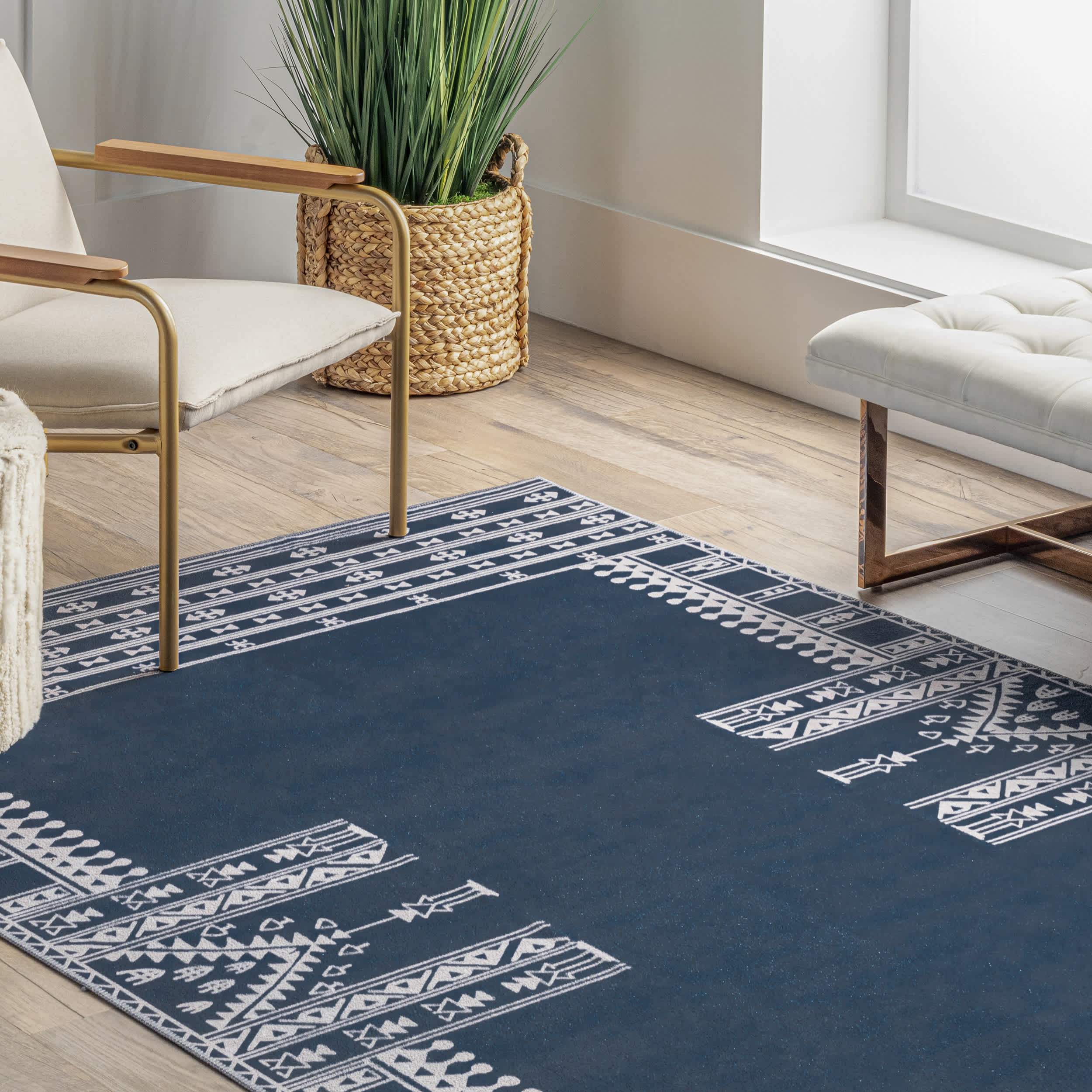 Joelle Machine Washable Tribal Geometirc Border Area Rug - Image 9