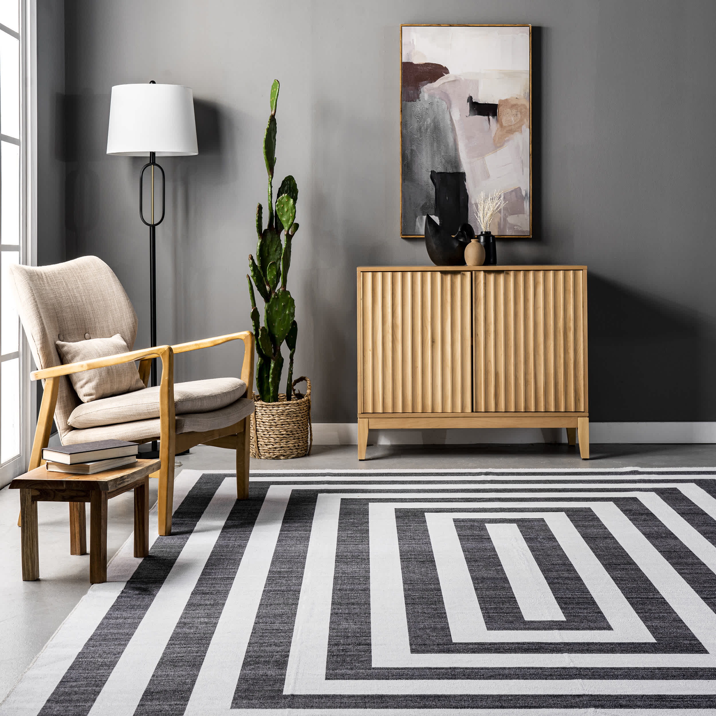 Sharri Modern Striped Machine Washable Area Rug - Image 8