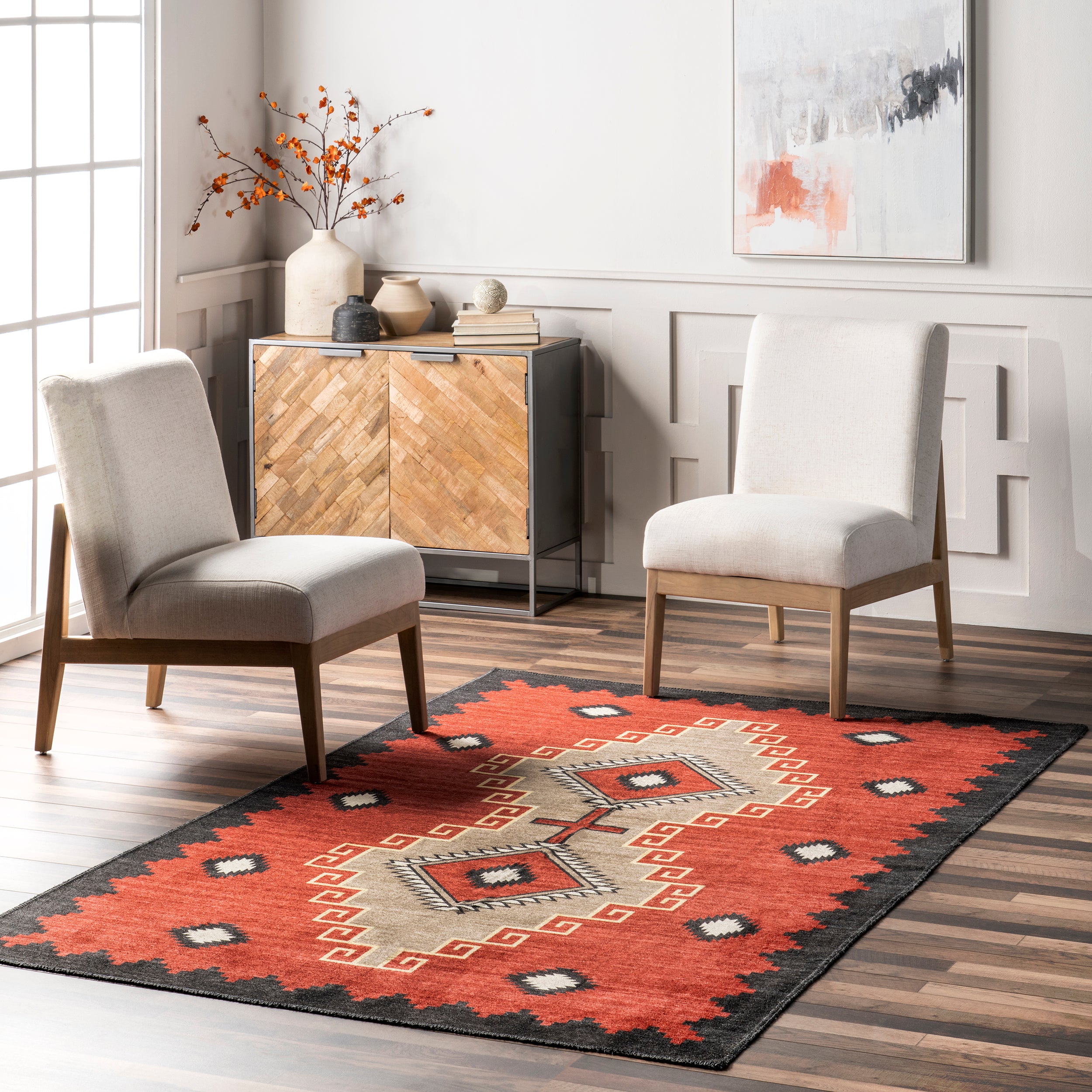 Imelda Aztec Machine Washable Area Rug - Image 2