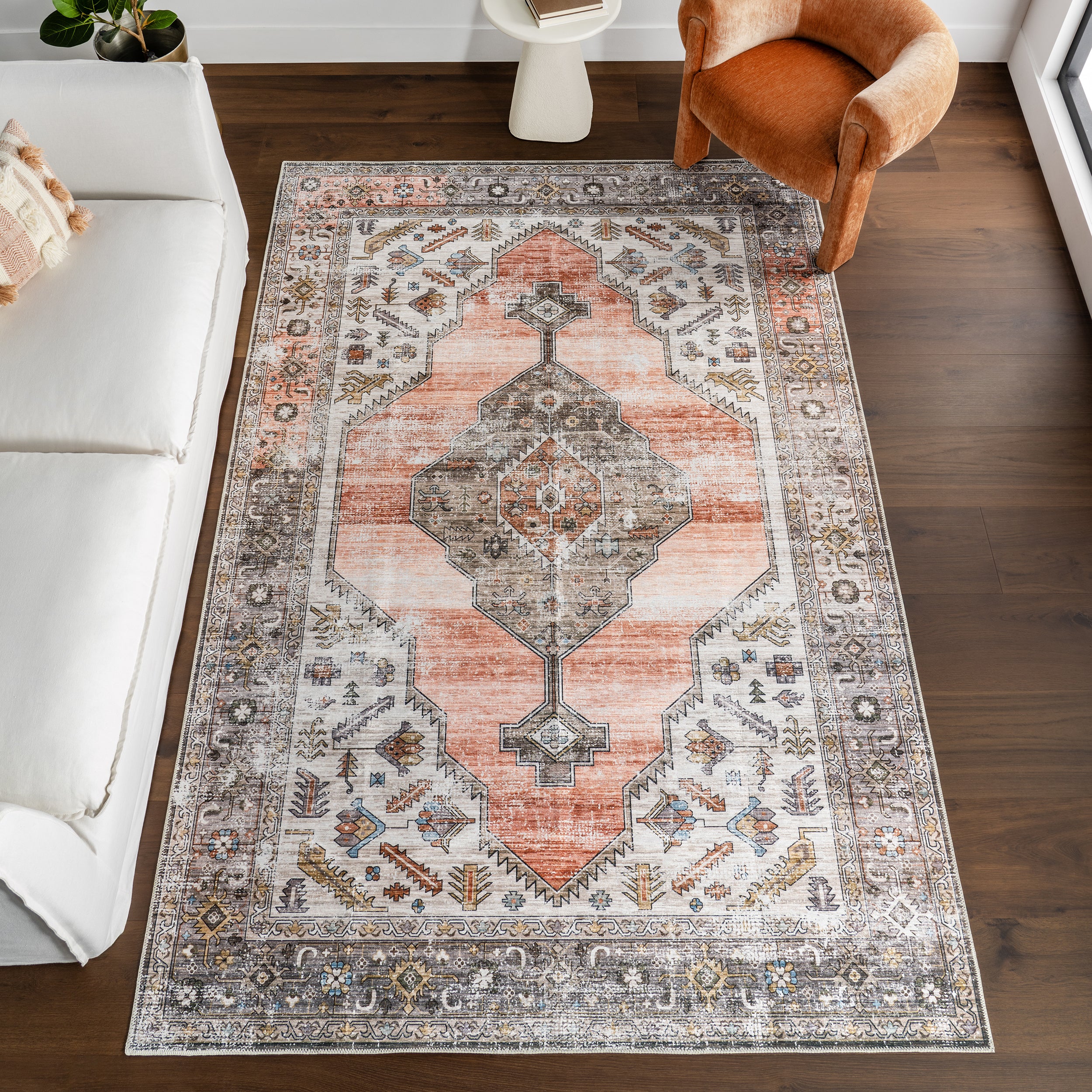 Sia SplashGuard Vintage Southwestern Machine Washable Area Rug - Image 2