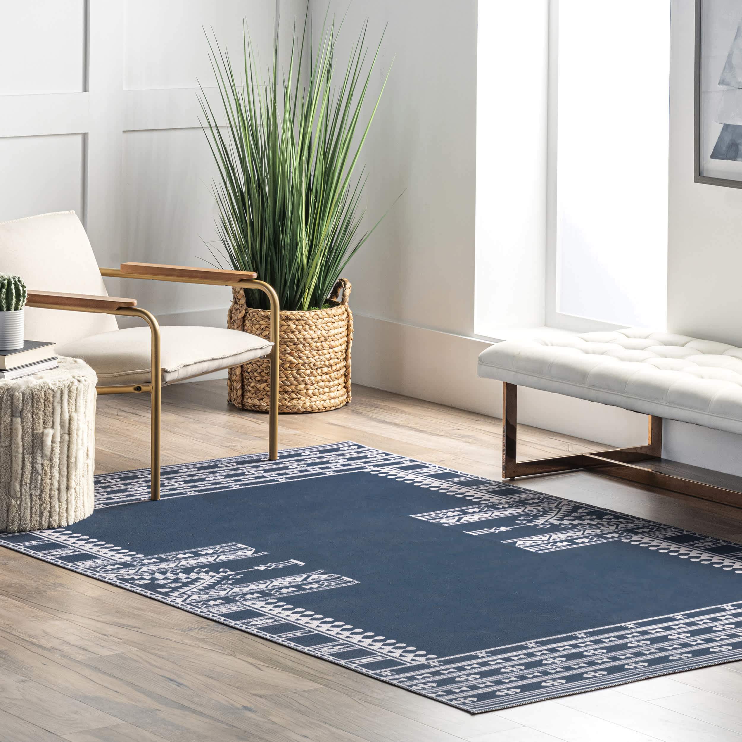 Joelle Machine Washable Tribal Geometirc Border Area Rug - Image 2