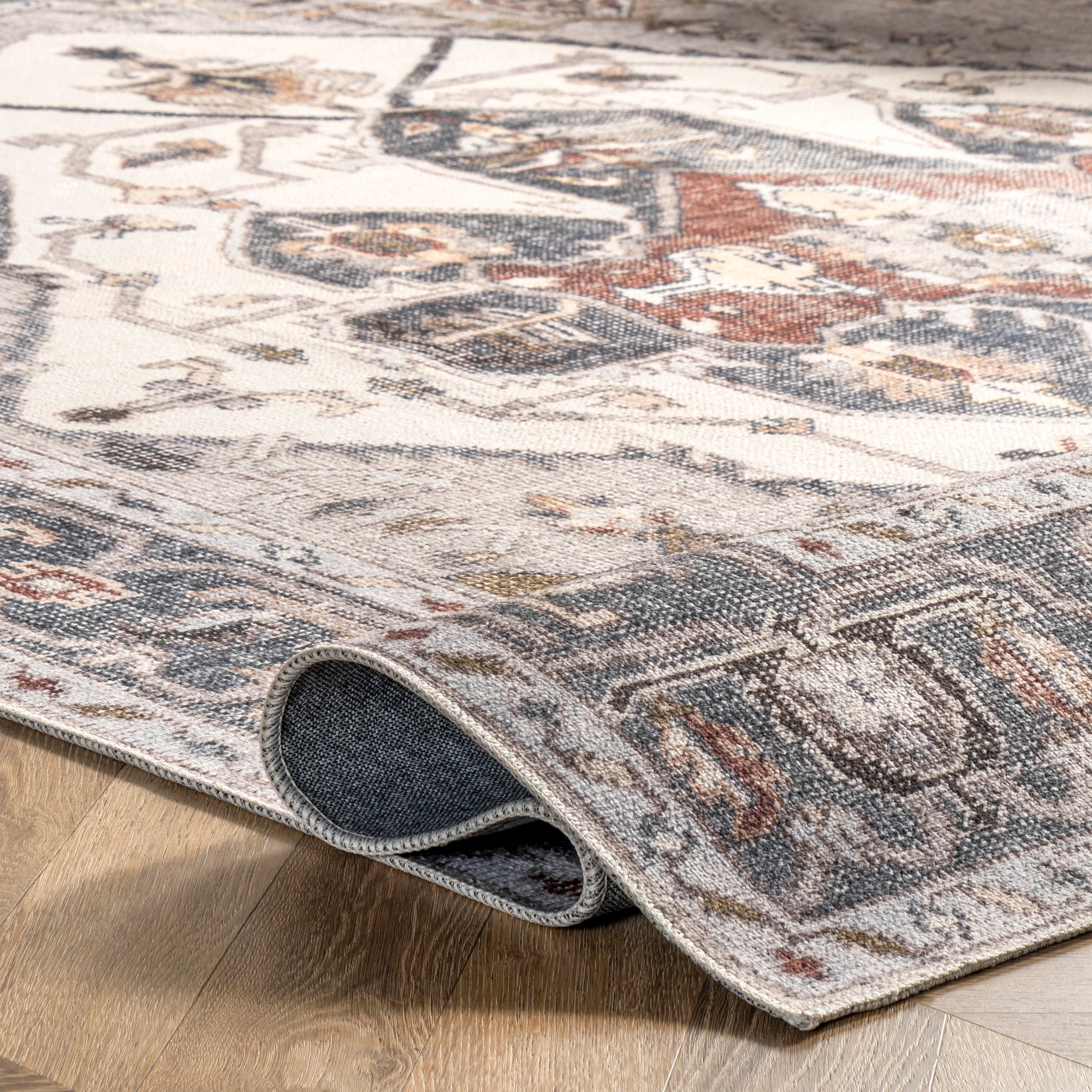 Mali Machine Washable Traditional Medallion Area Rug - Image 4