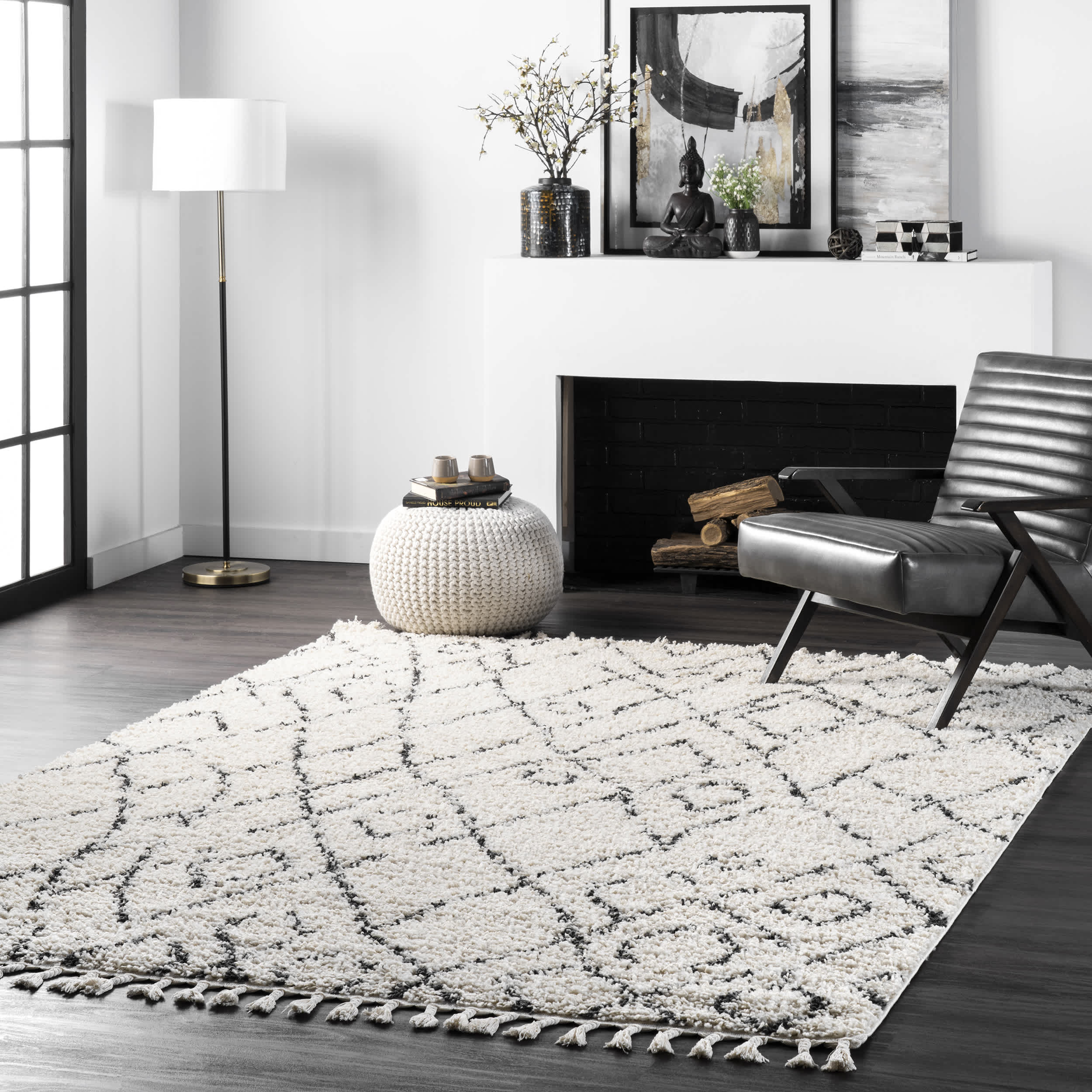 Nieves Moroccan Diamond Tassel Area Rug - Image 2