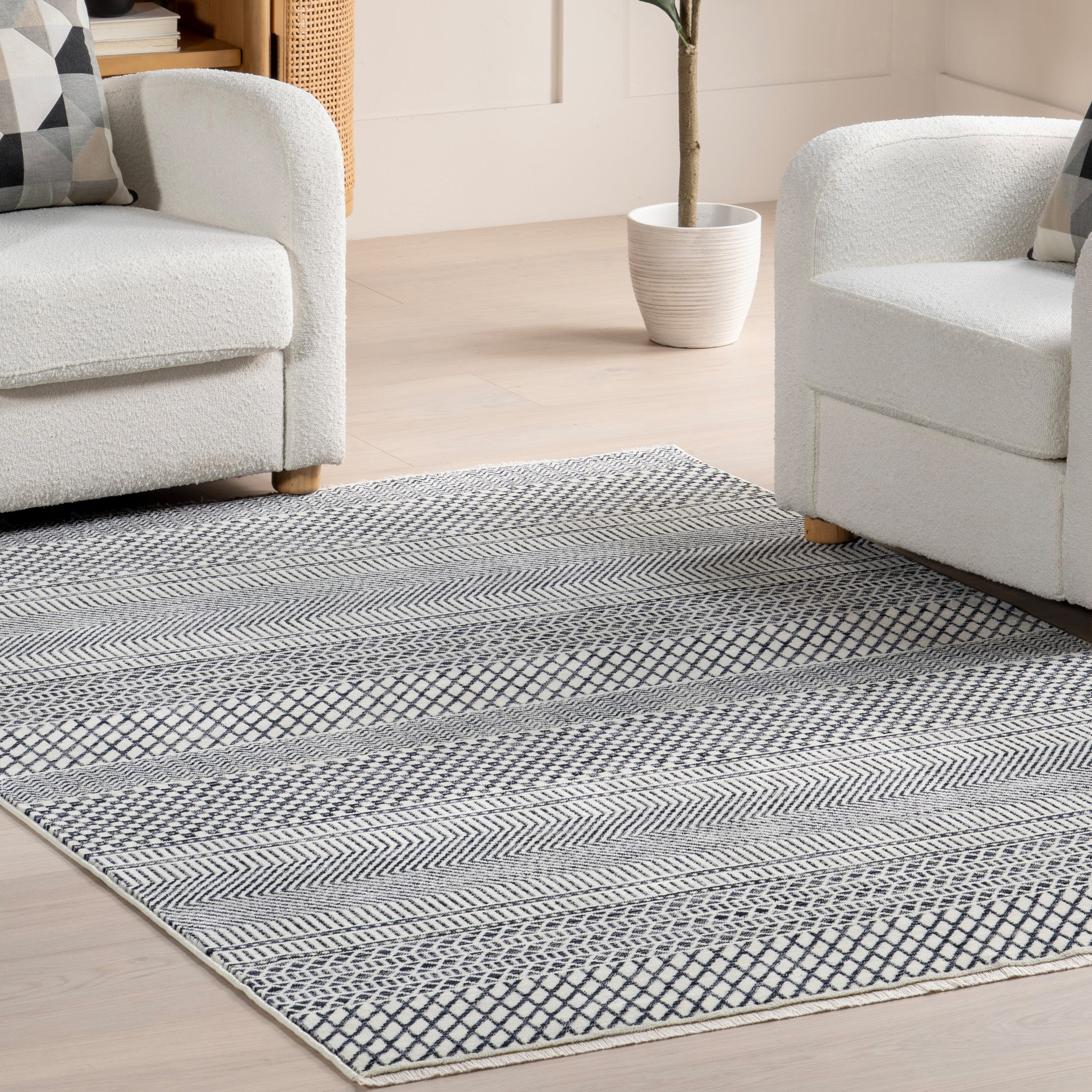 Lavender Geometric Fringe Area Rug - Image 18
