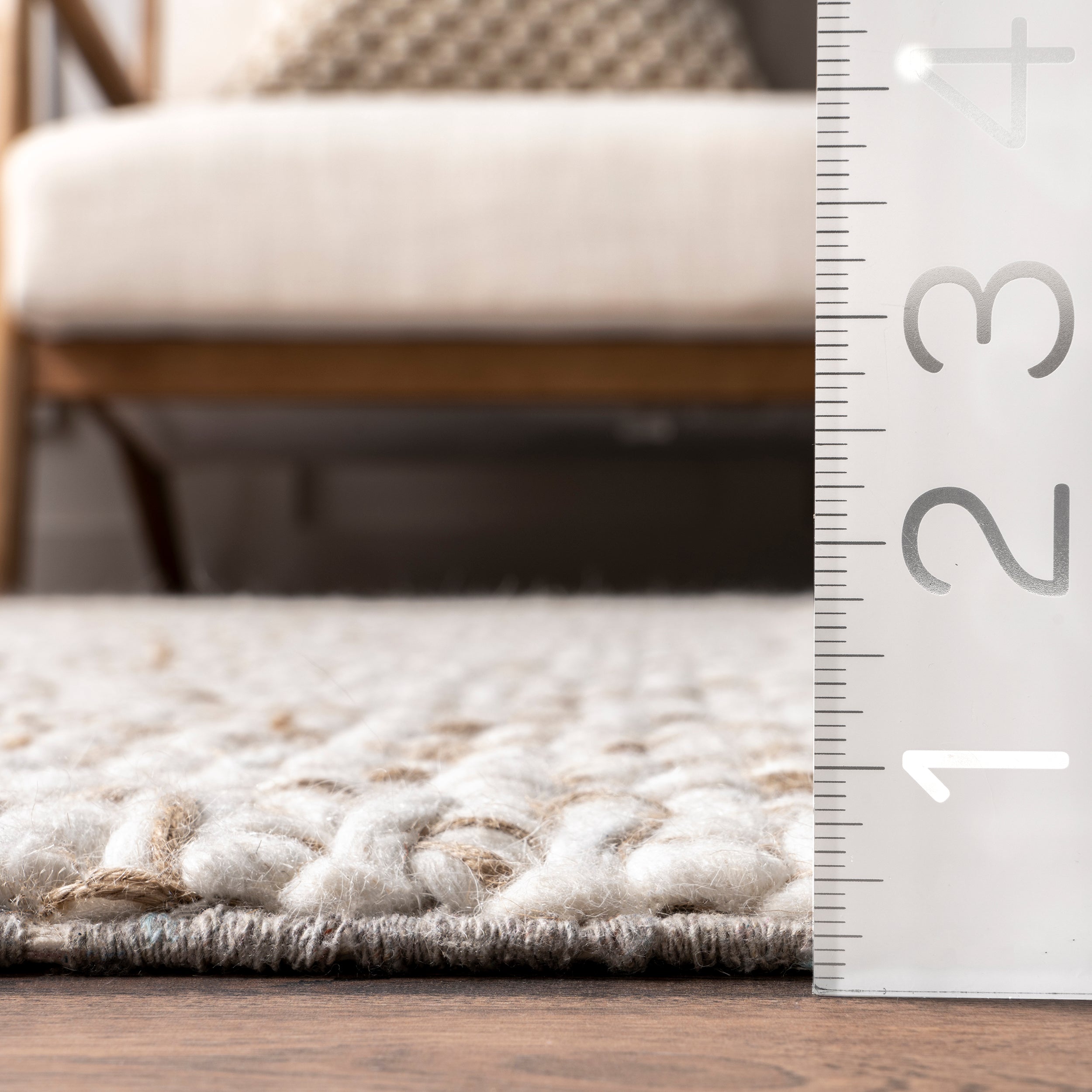 Enida Casual Farmhouse Wool Blend Area Rug - Image 3