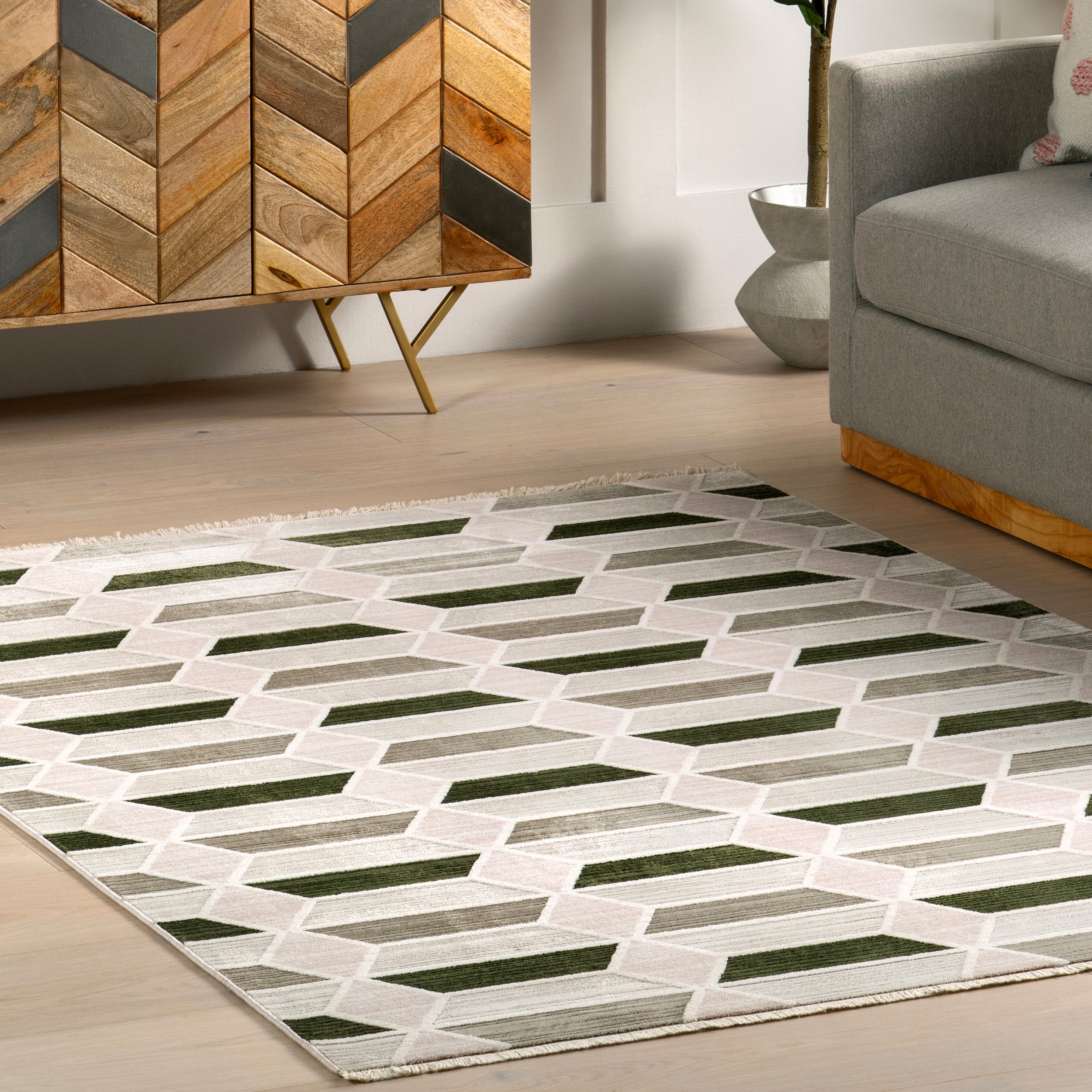 Fressia Modern High-Low Geometric Area Rug - Image 9