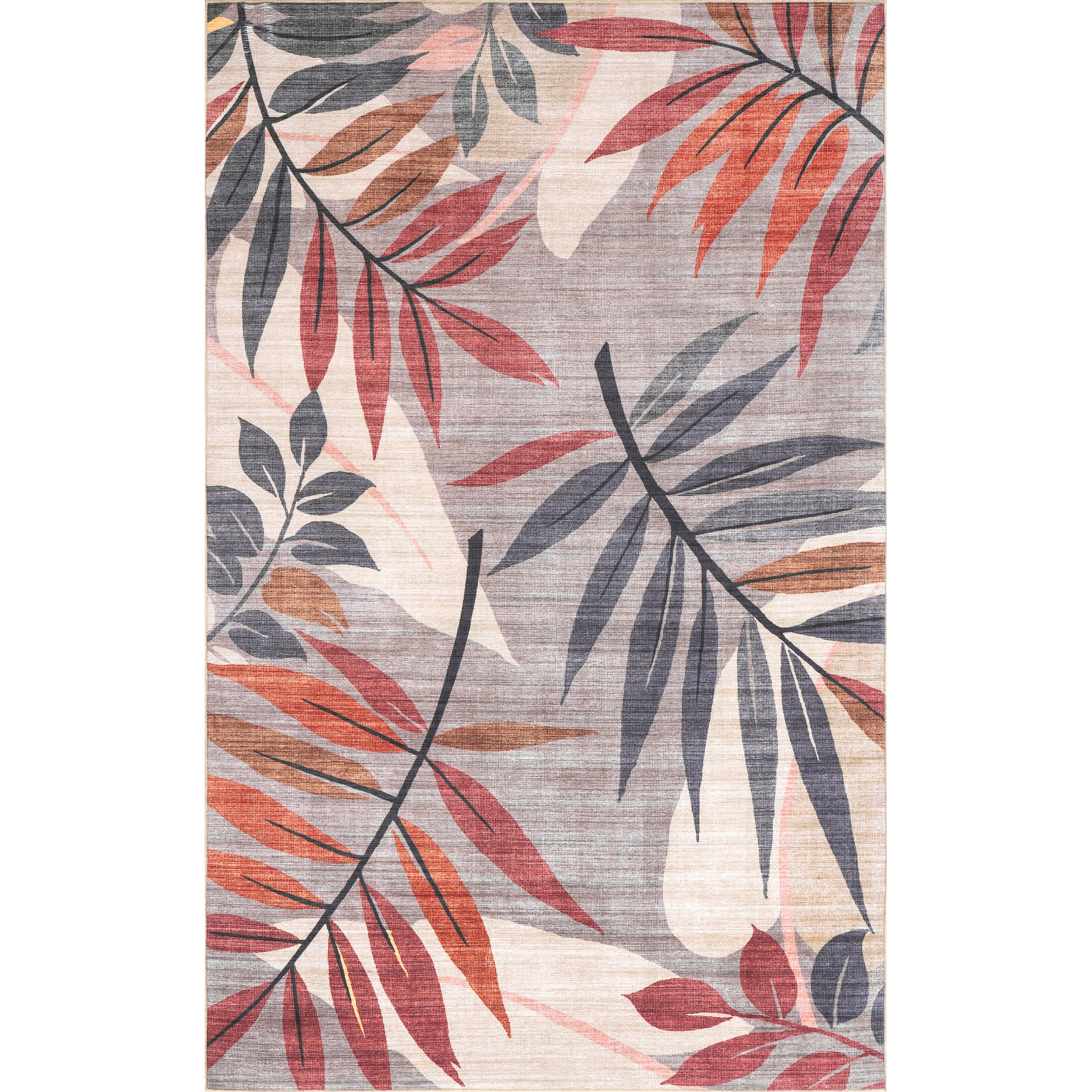 Mayra Tropical Leaves Machine Washable Indoor/Outdoor Area Rug