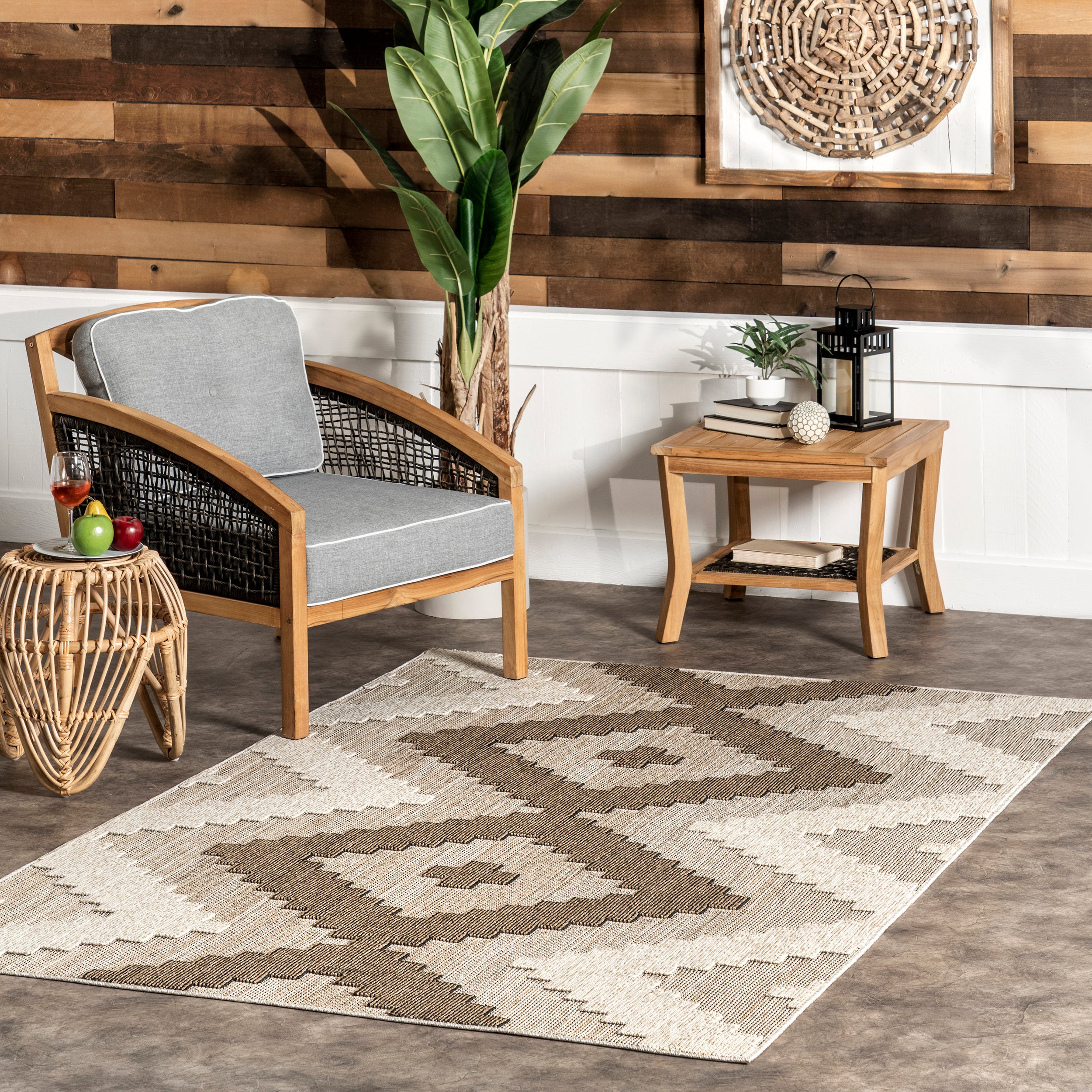 Teisha Tribal Diamond Indoor/Outdoor Area Rug - Image 2