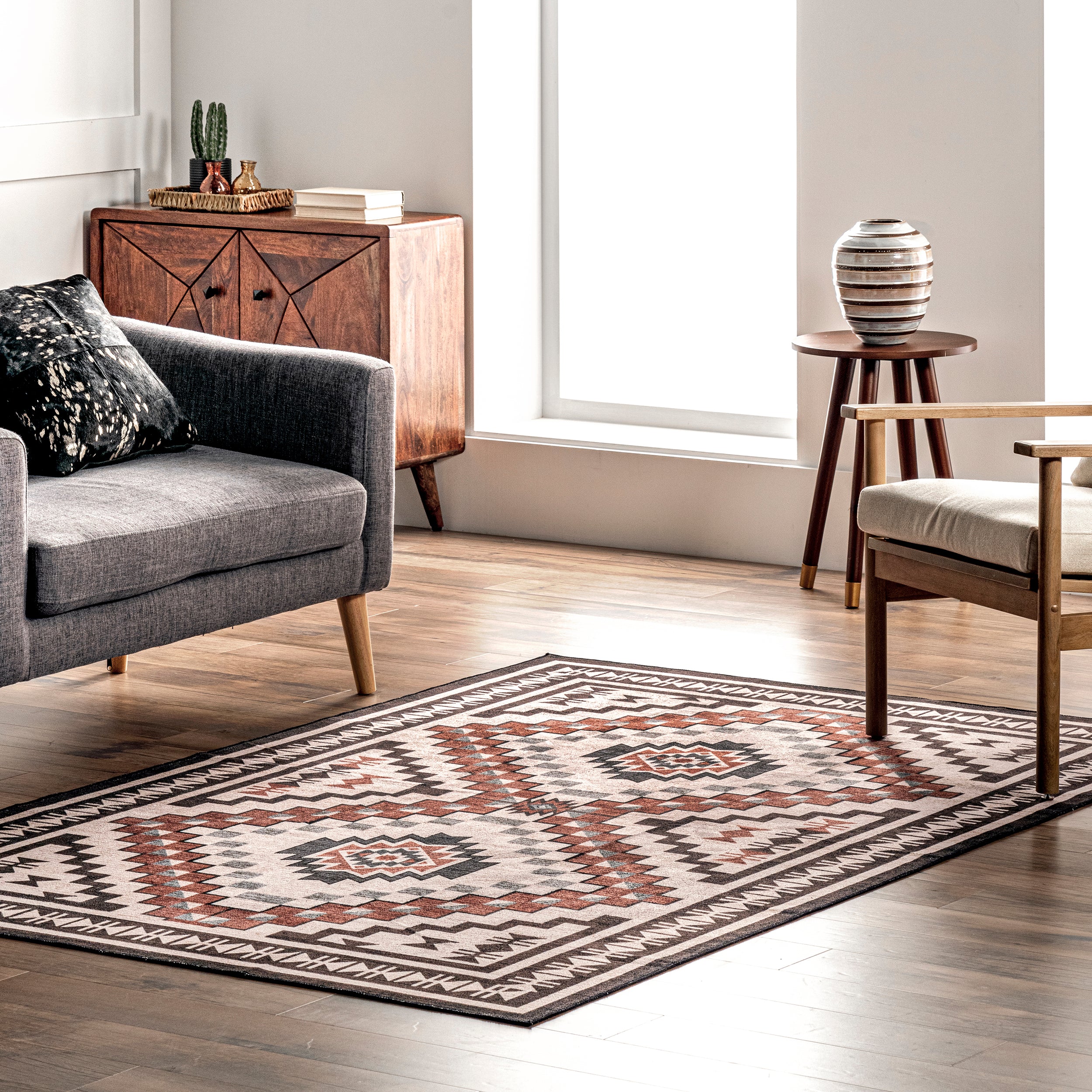 Leighton Machine Washable Southwestern Medallion Area Rug - Image 2