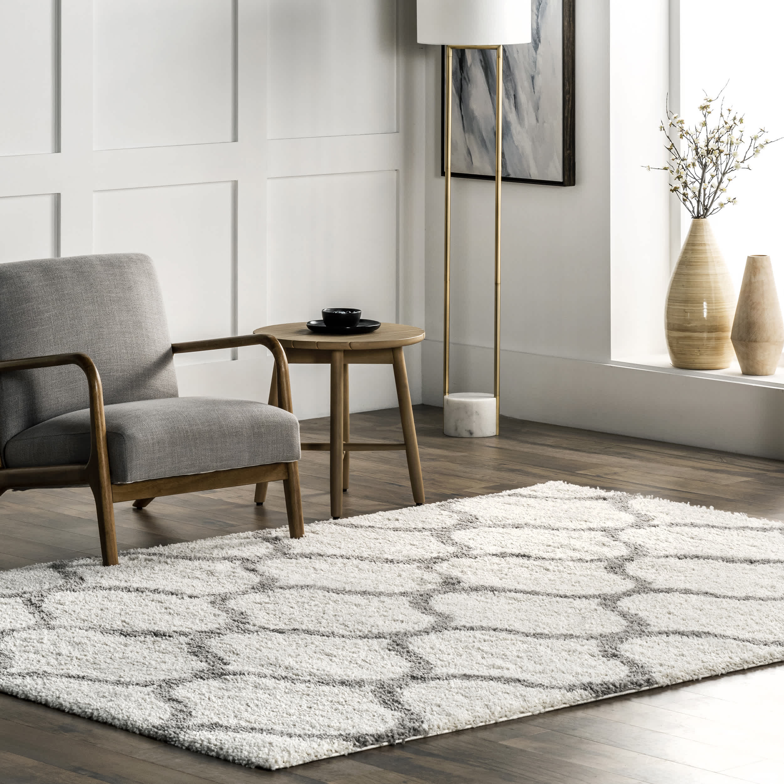 Malika Soft & Cozy Trellis Shag Area Rug - Image 2