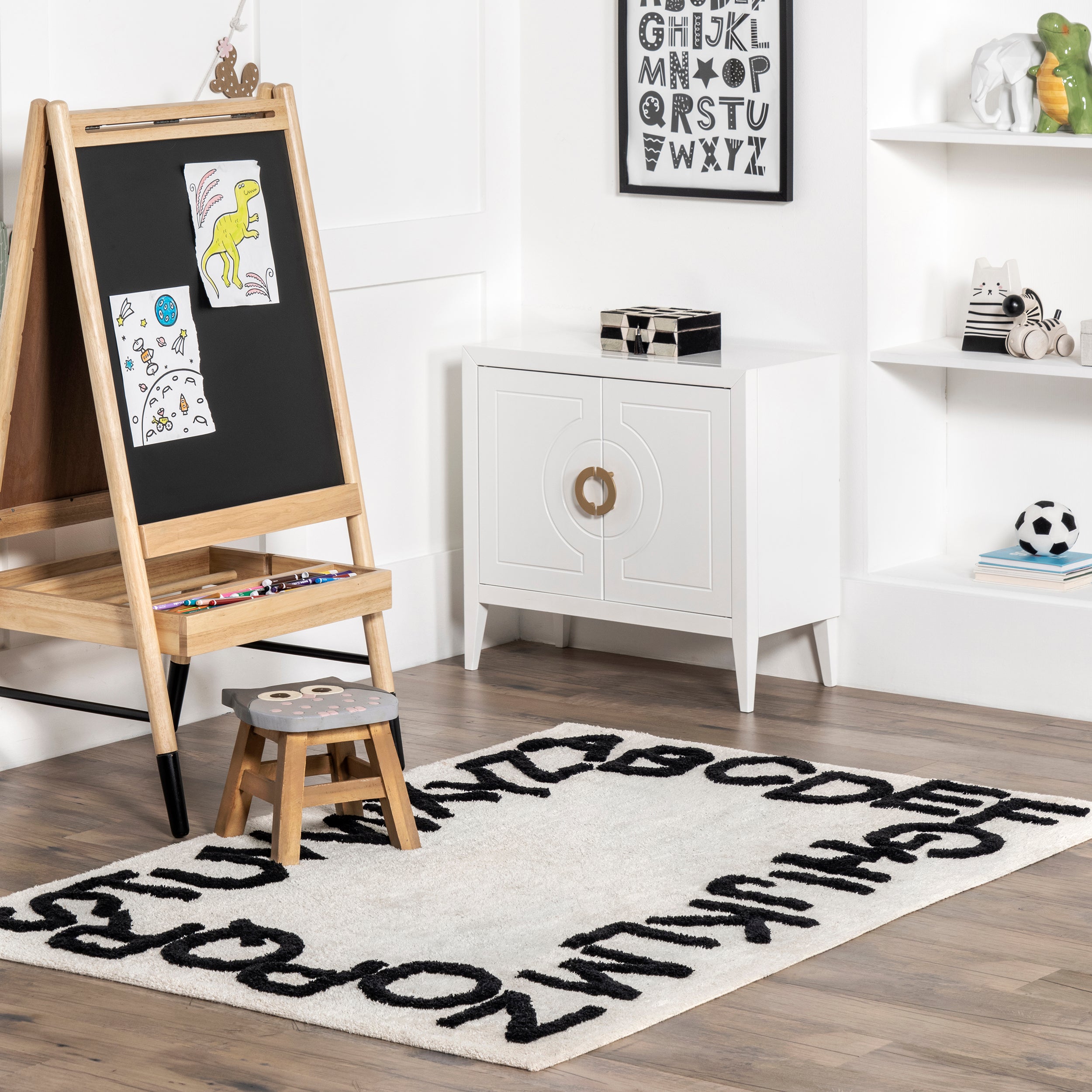Kids Washable Round Alphabet Rug - Image 13