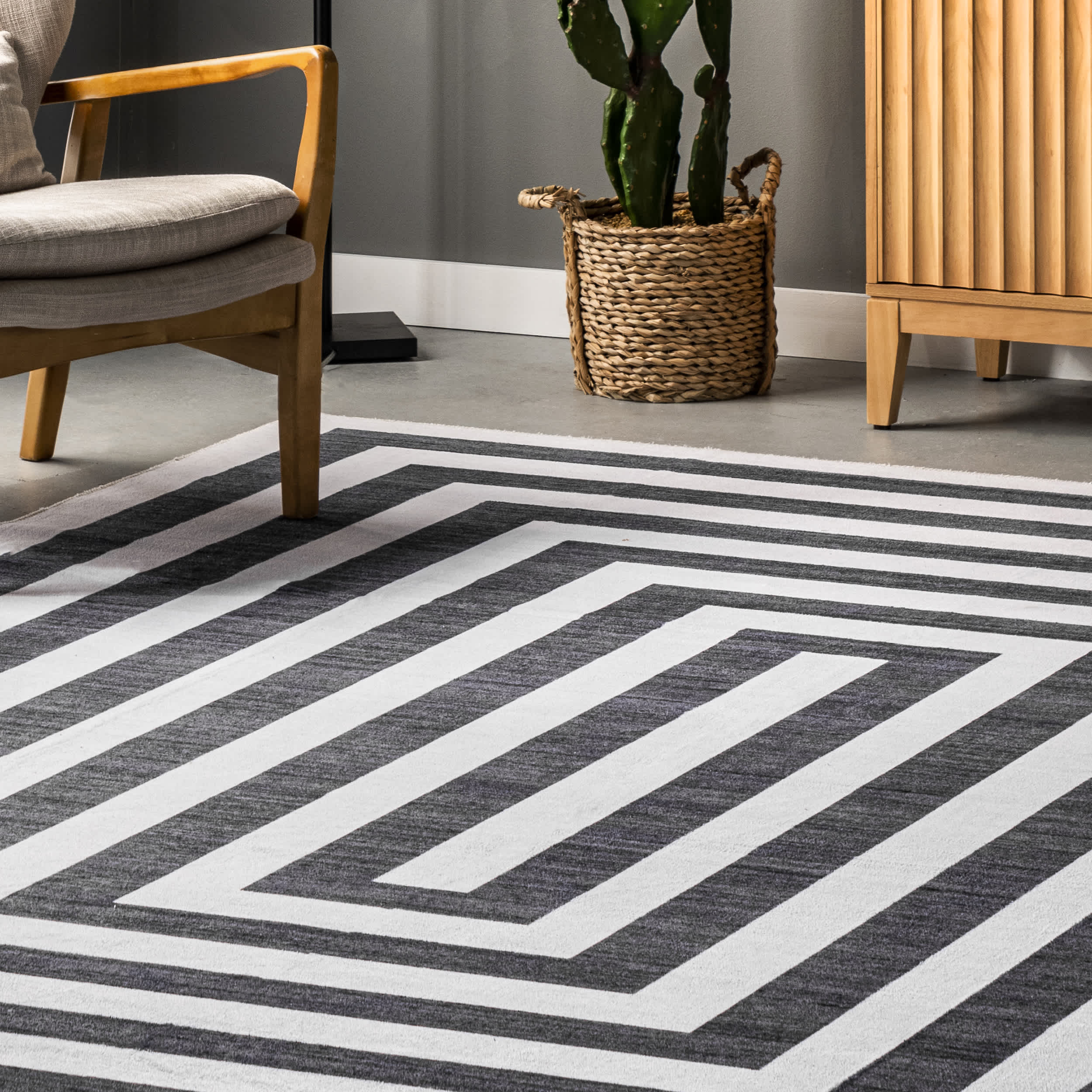 Sharri Modern Striped Machine Washable Area Rug - Image 9