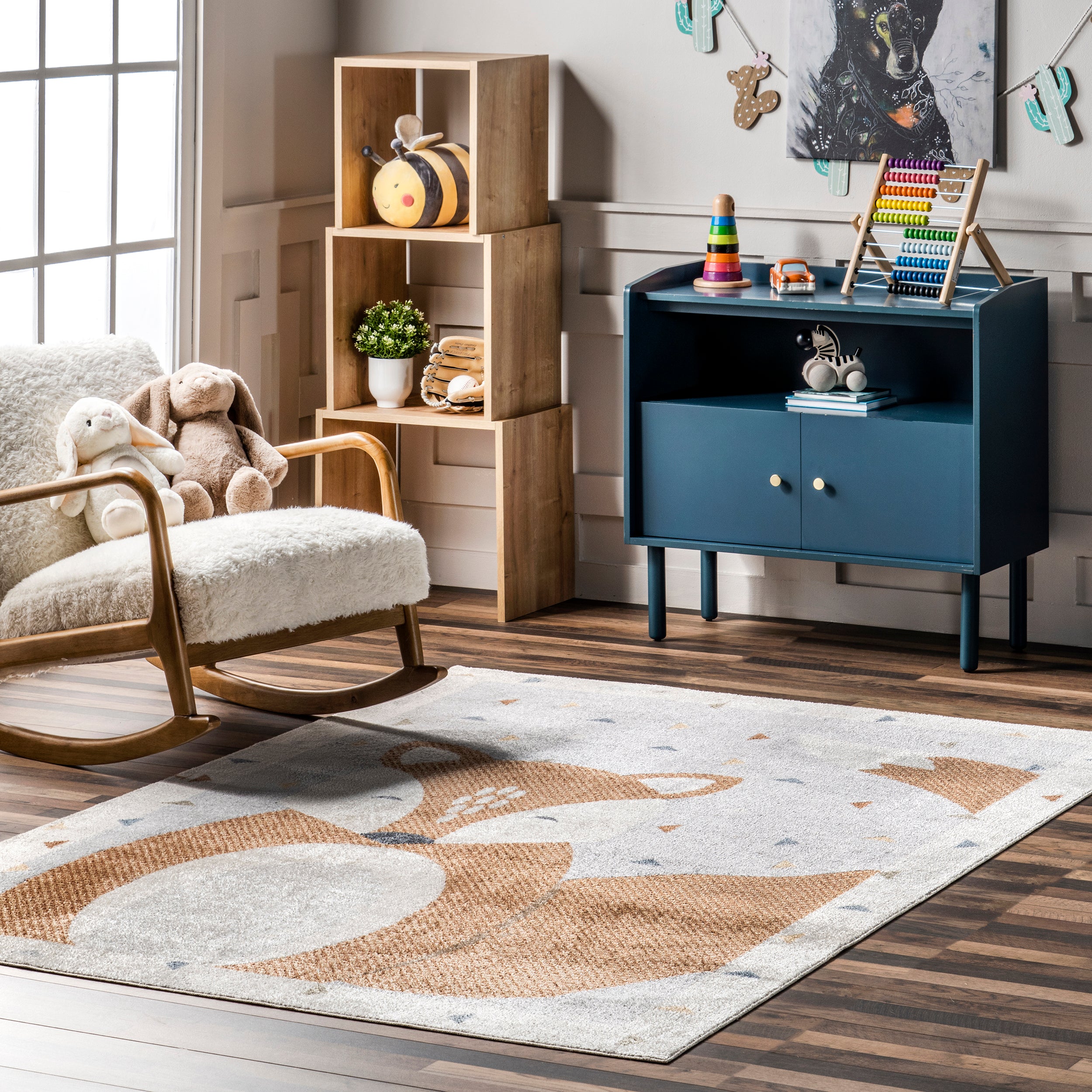 Talia Bashful Fox Kids Machine Washable Area Rug - Image 2