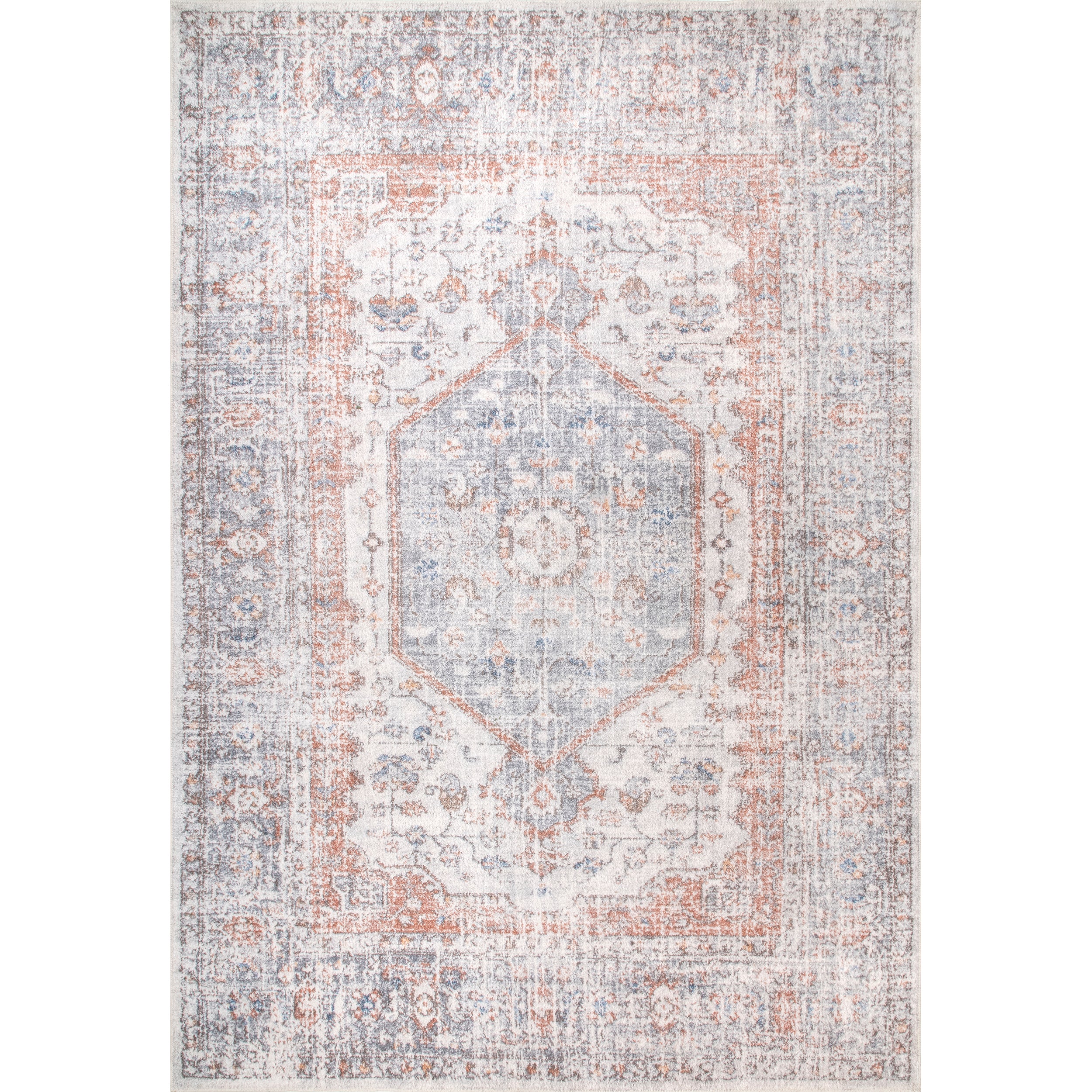 Jacquie Machine Washable Vintage Floral Area Rug - Image 14