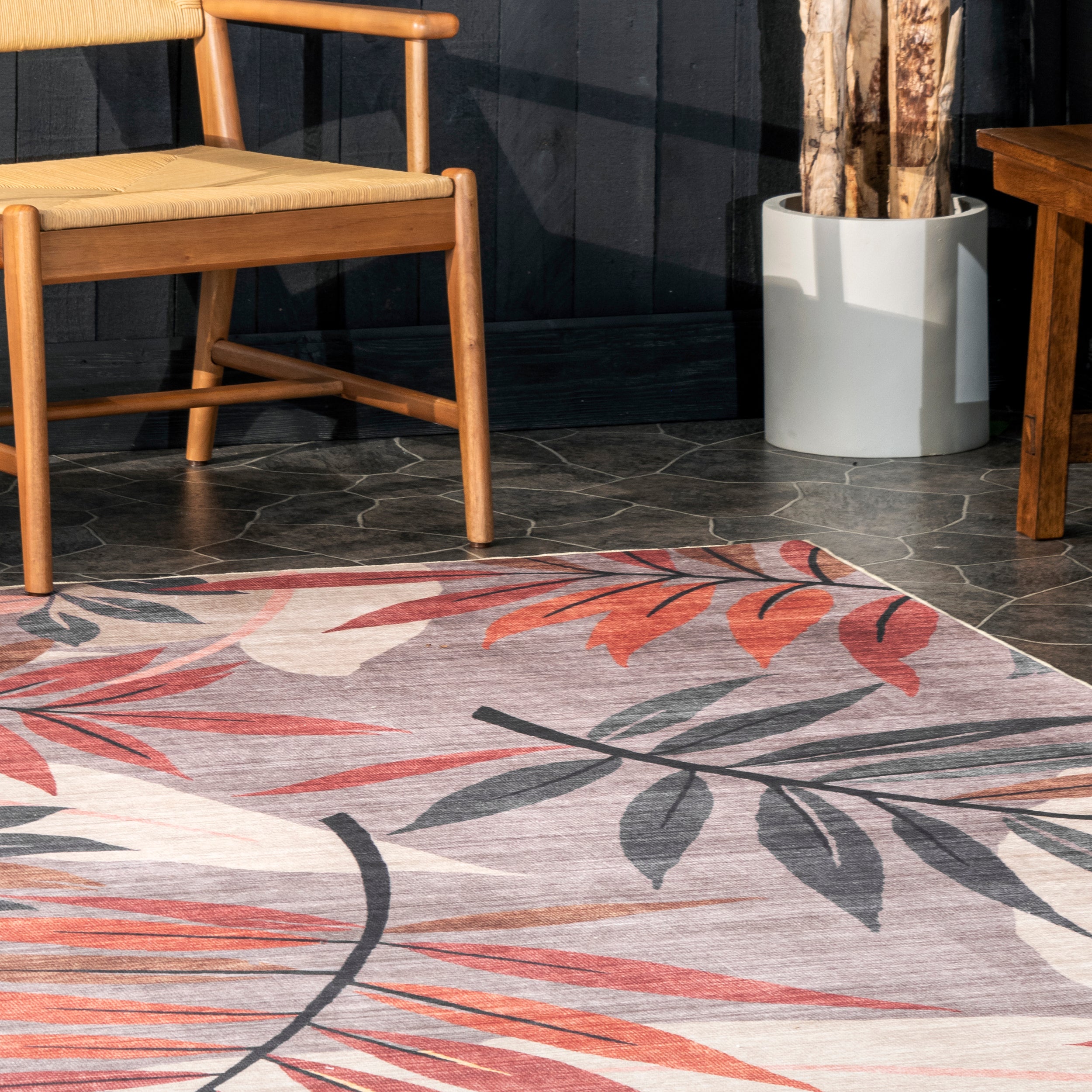 Mayra Tropical Leaves Machine Washable Indoor/Outdoor Area Rug - Image 9