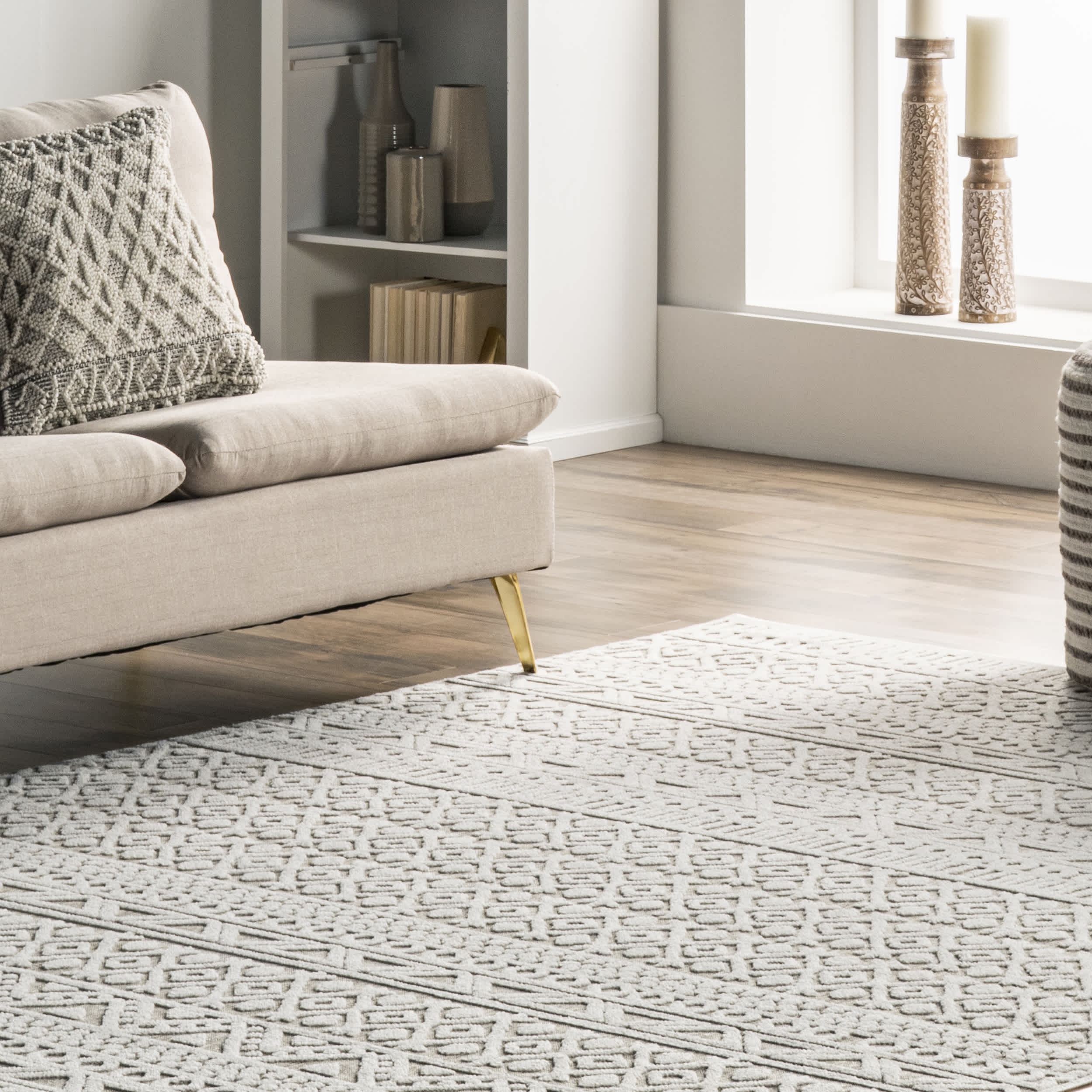 Tina Textured Geometric Banded Area Rug - Image 9