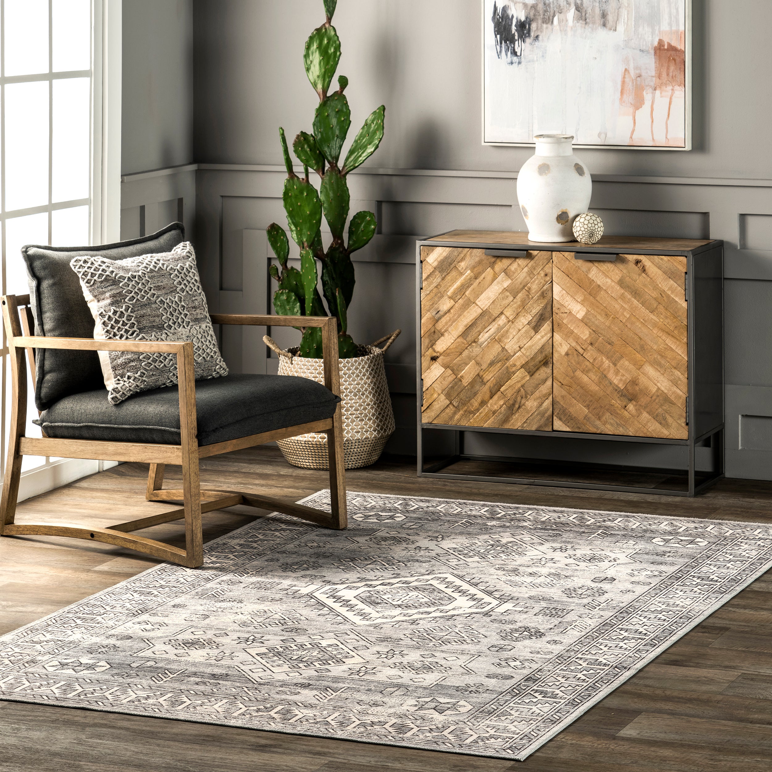 Bowie Machine Washable Tribal Pattern Area Rug - Image 15