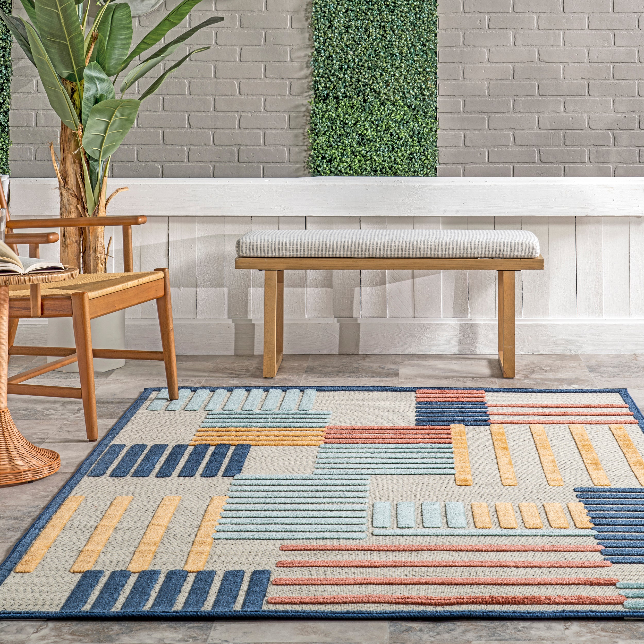 Enya High-Low Striped Indoor/Outdoor Area Rug - Image 8