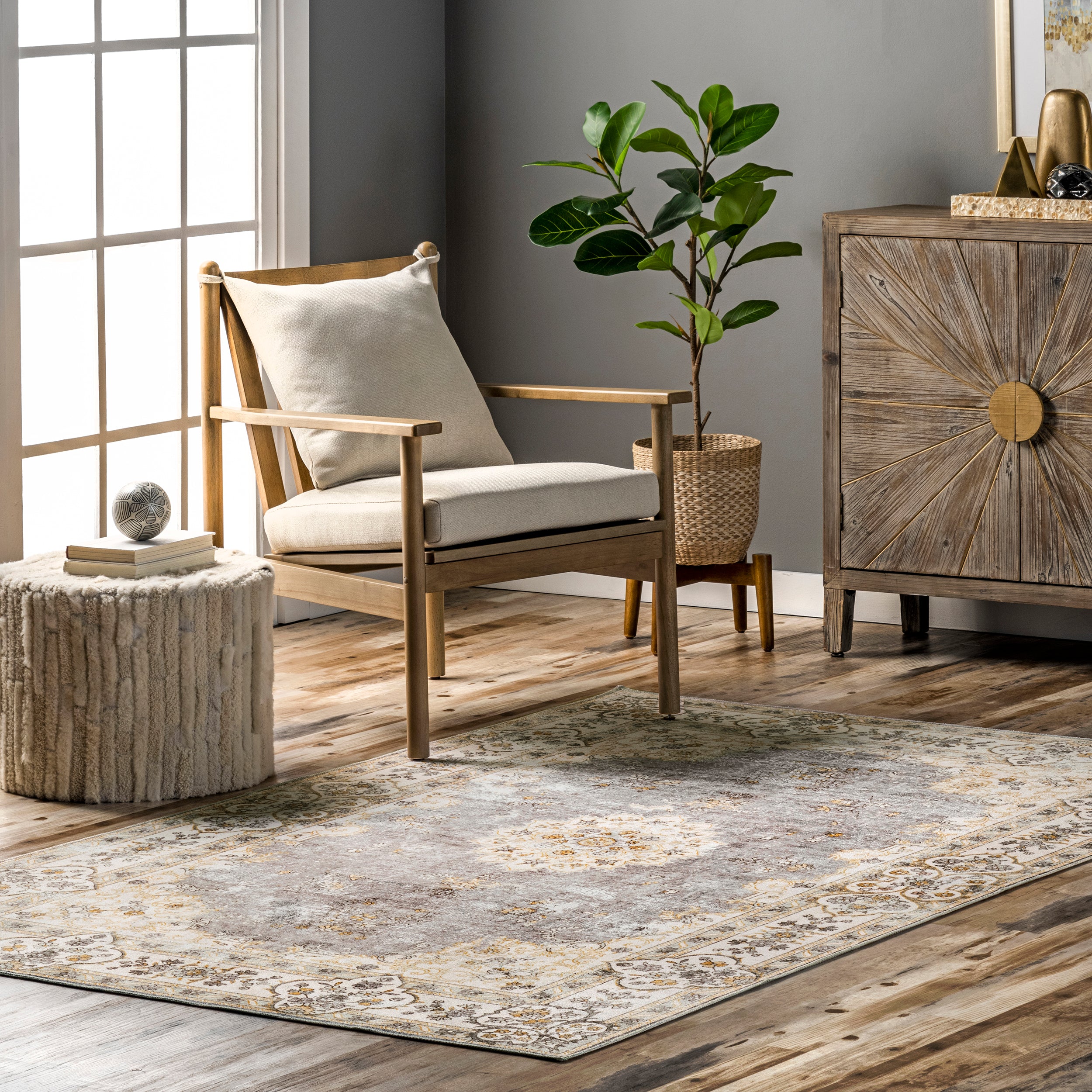 Ren Vintage Floral Machine Washable Area Rug - Image 15