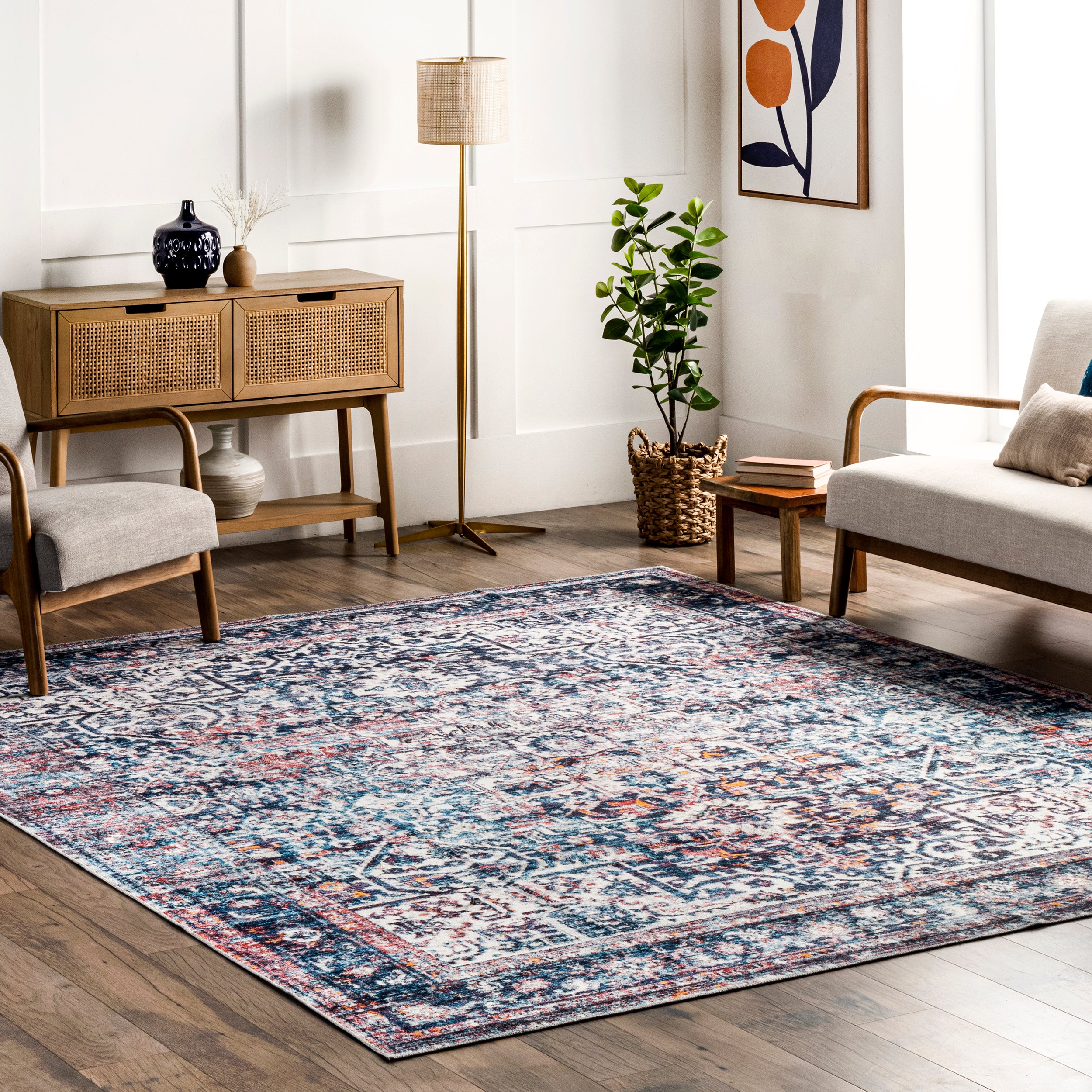 Kasi Vintage Persian Machine Washable Area Rug - Image 2