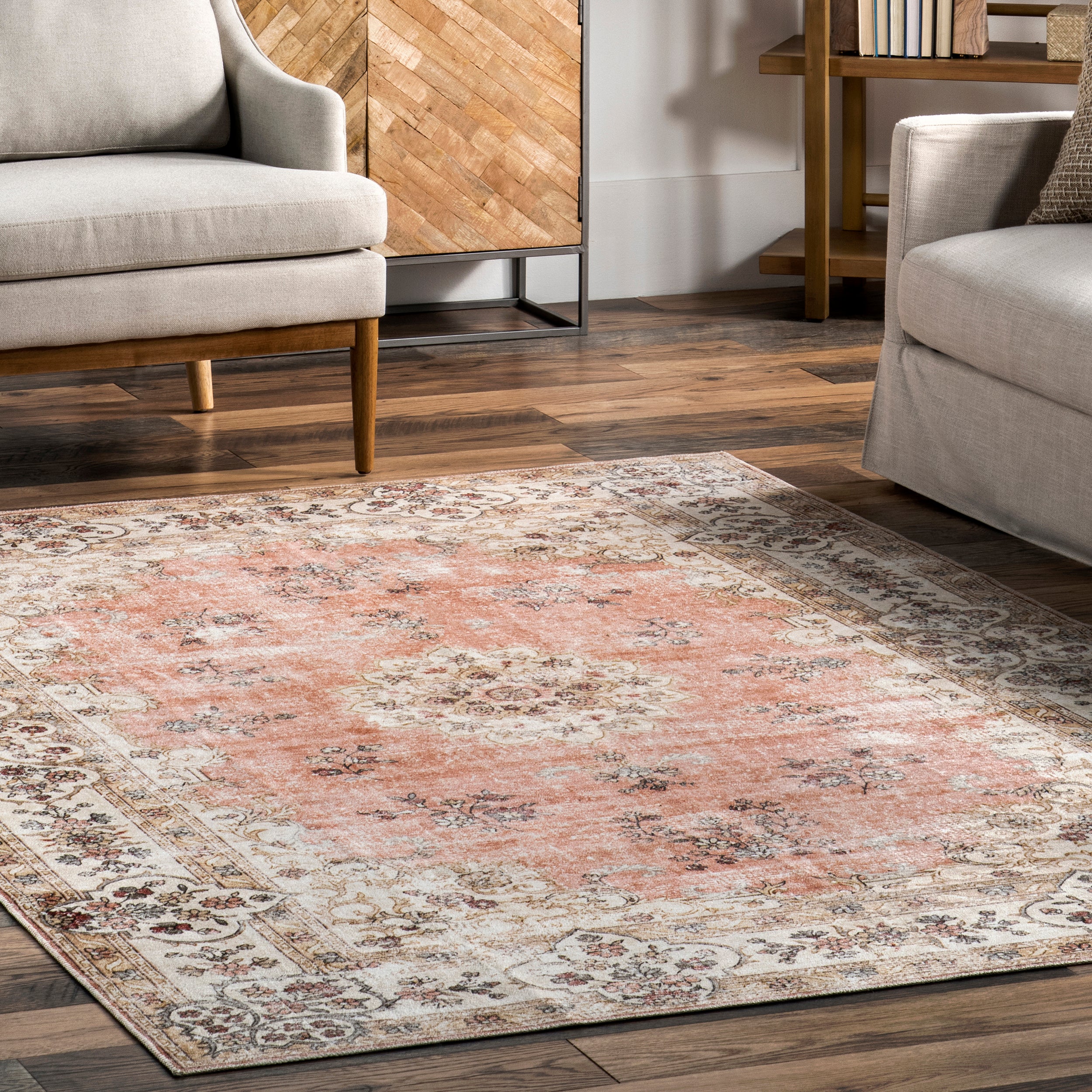 Ren Vintage Floral Machine Washable Area Rug - Image 9