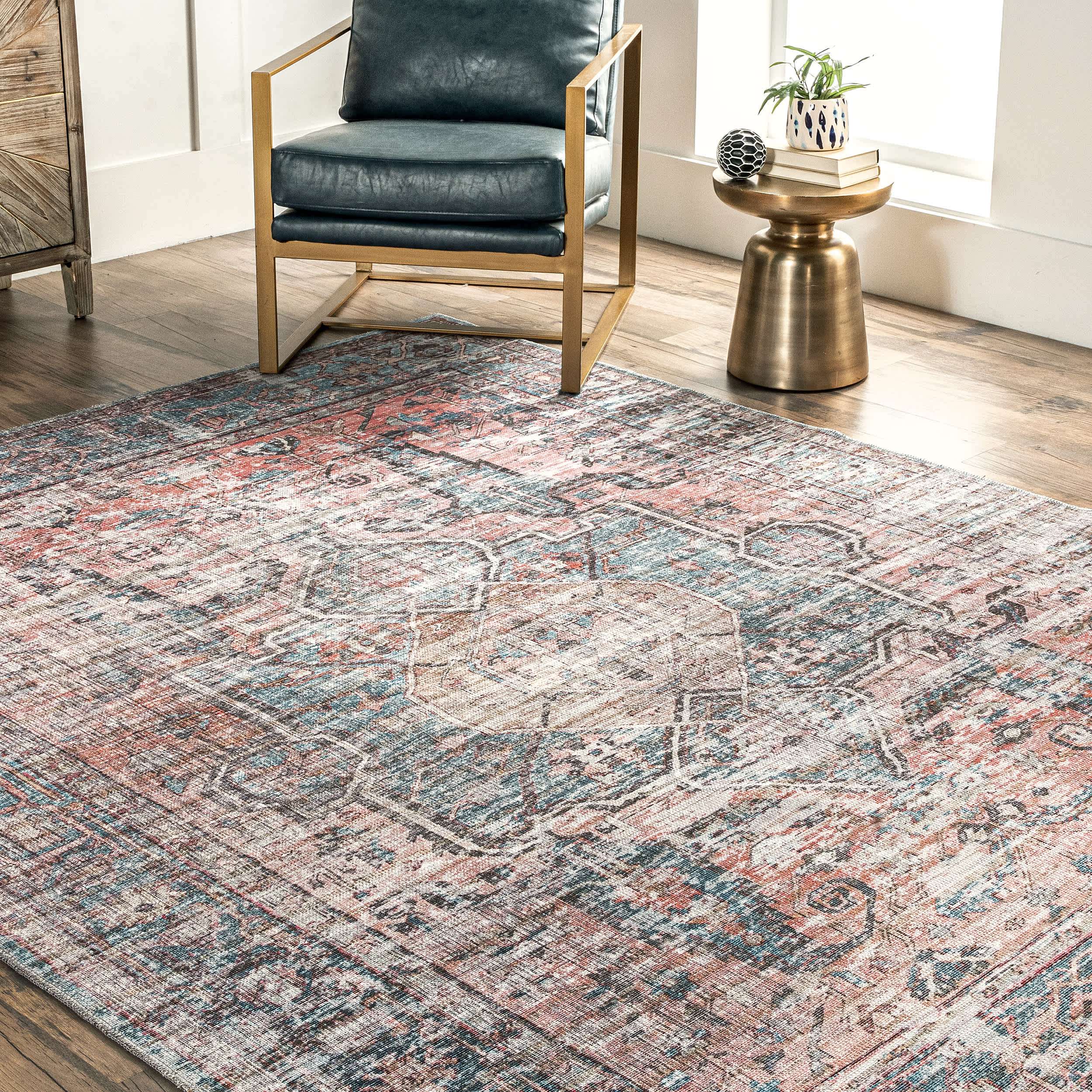 Cammy Machine Washable Faded Vintage Medallion Area Rug - Image 8