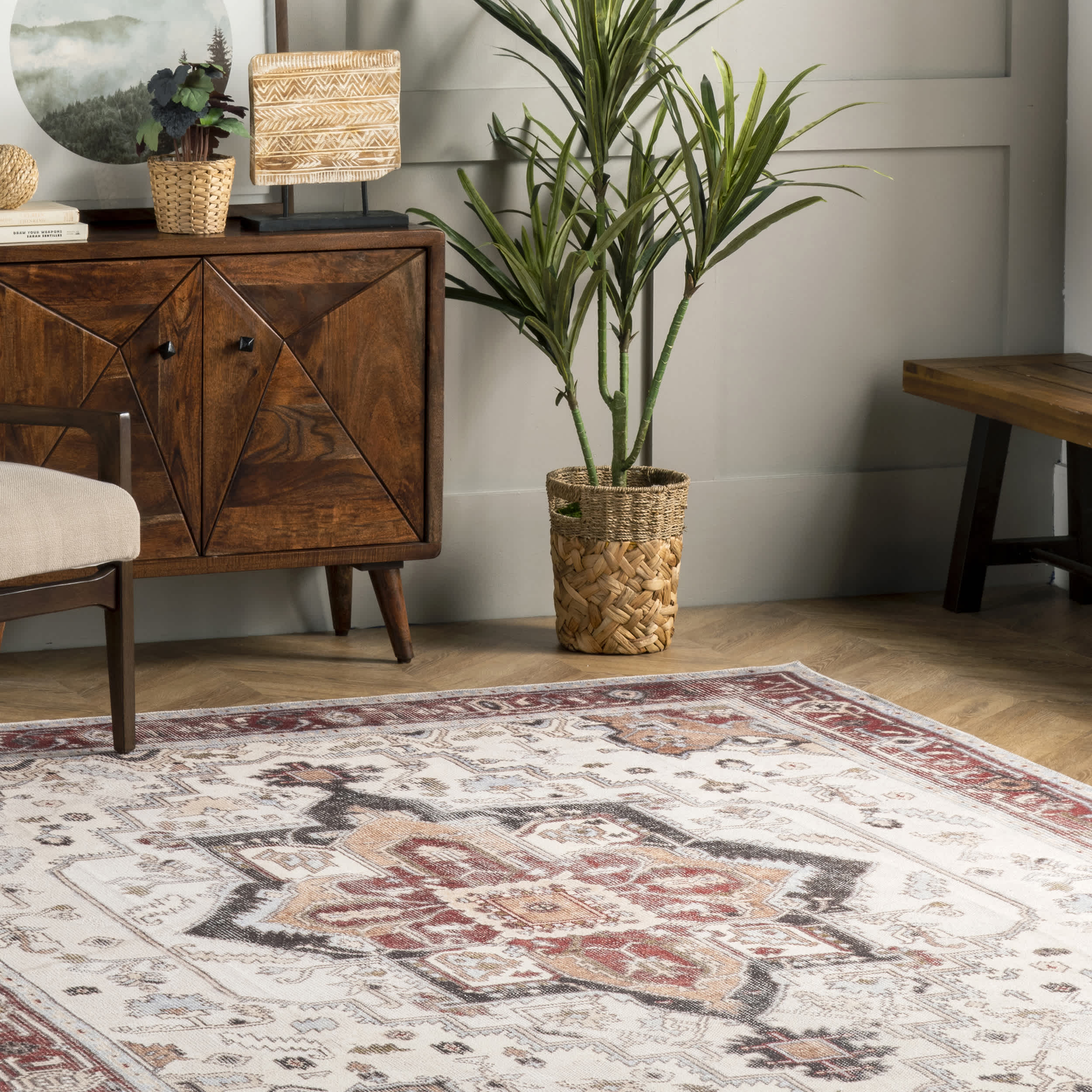Miley Machine Washable Traditional Medallion Area Rug - Image 9