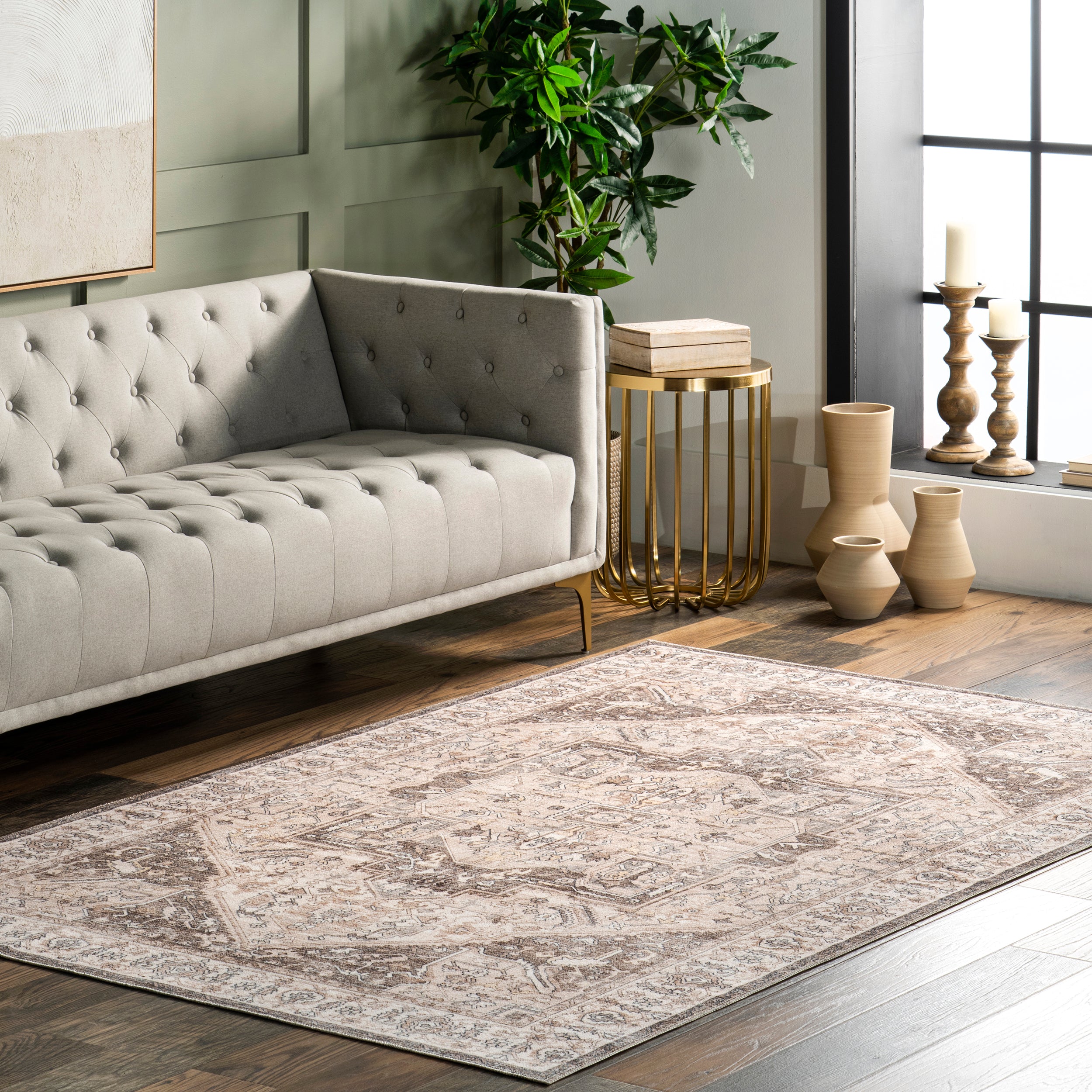Brielle Machine Washable Vintage Medallion Area Rug - Image 15