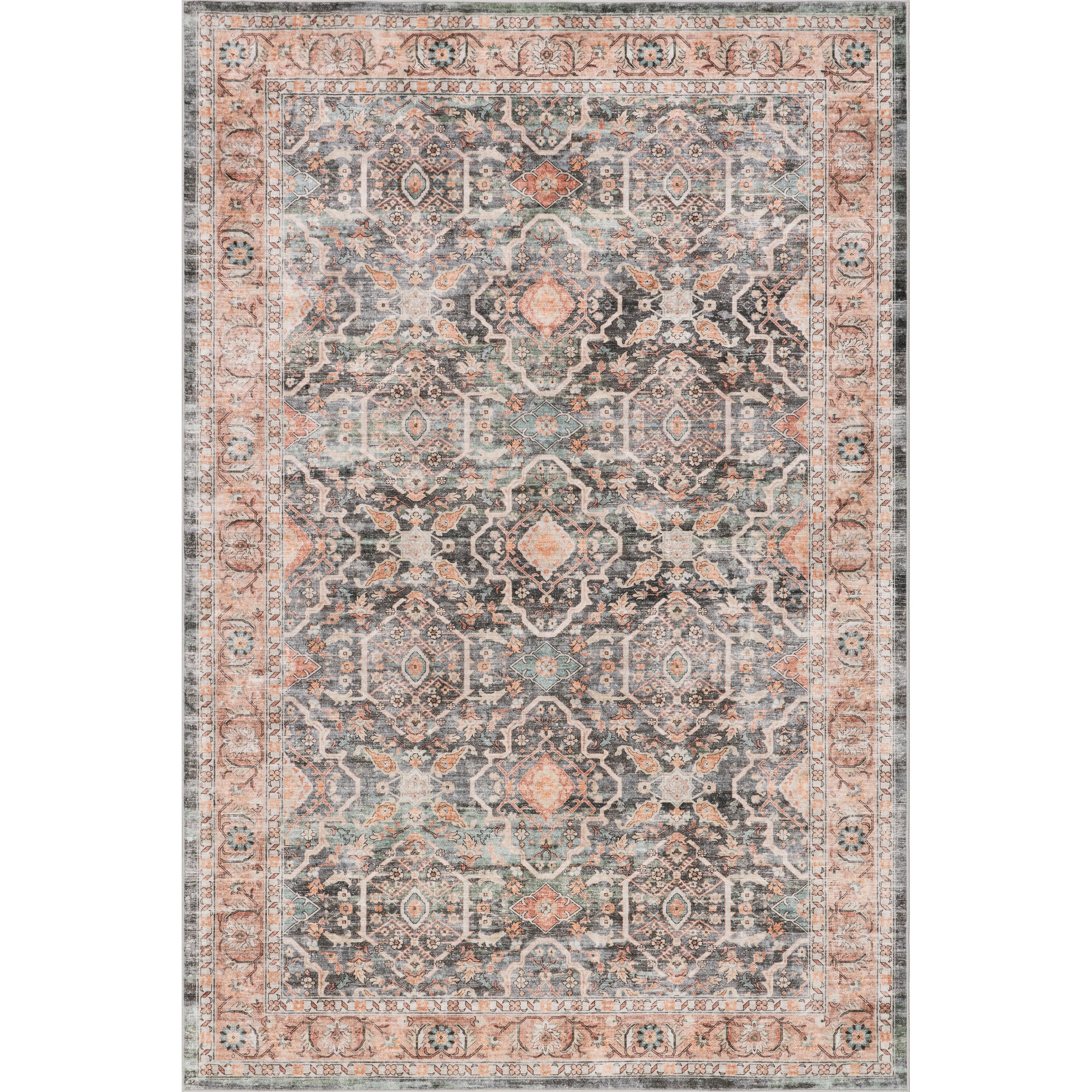 Caisyn Bordered Medallion Machine Washable Area Rug