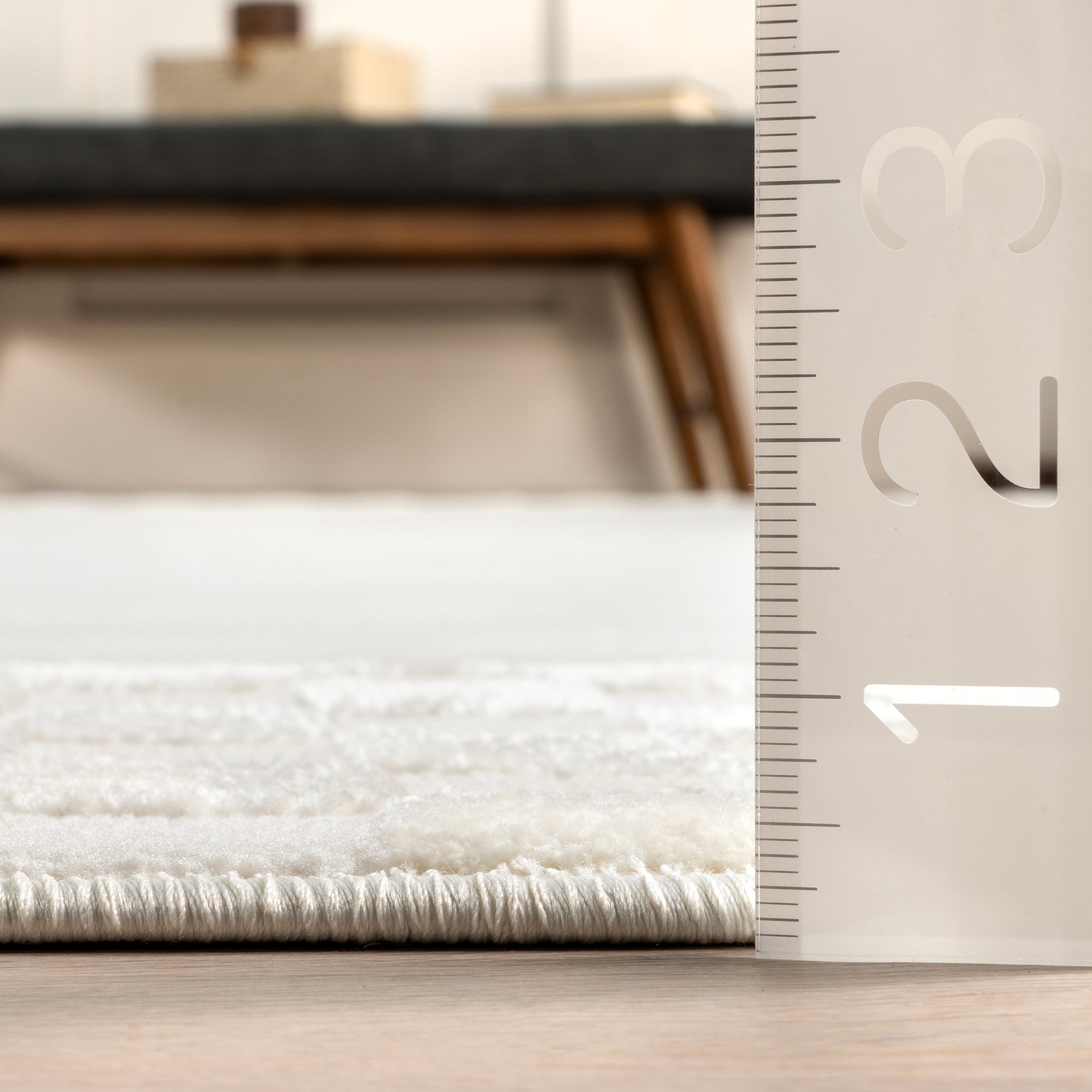 Kalina High-Low Checkered Bordered Area Rug - Image 3