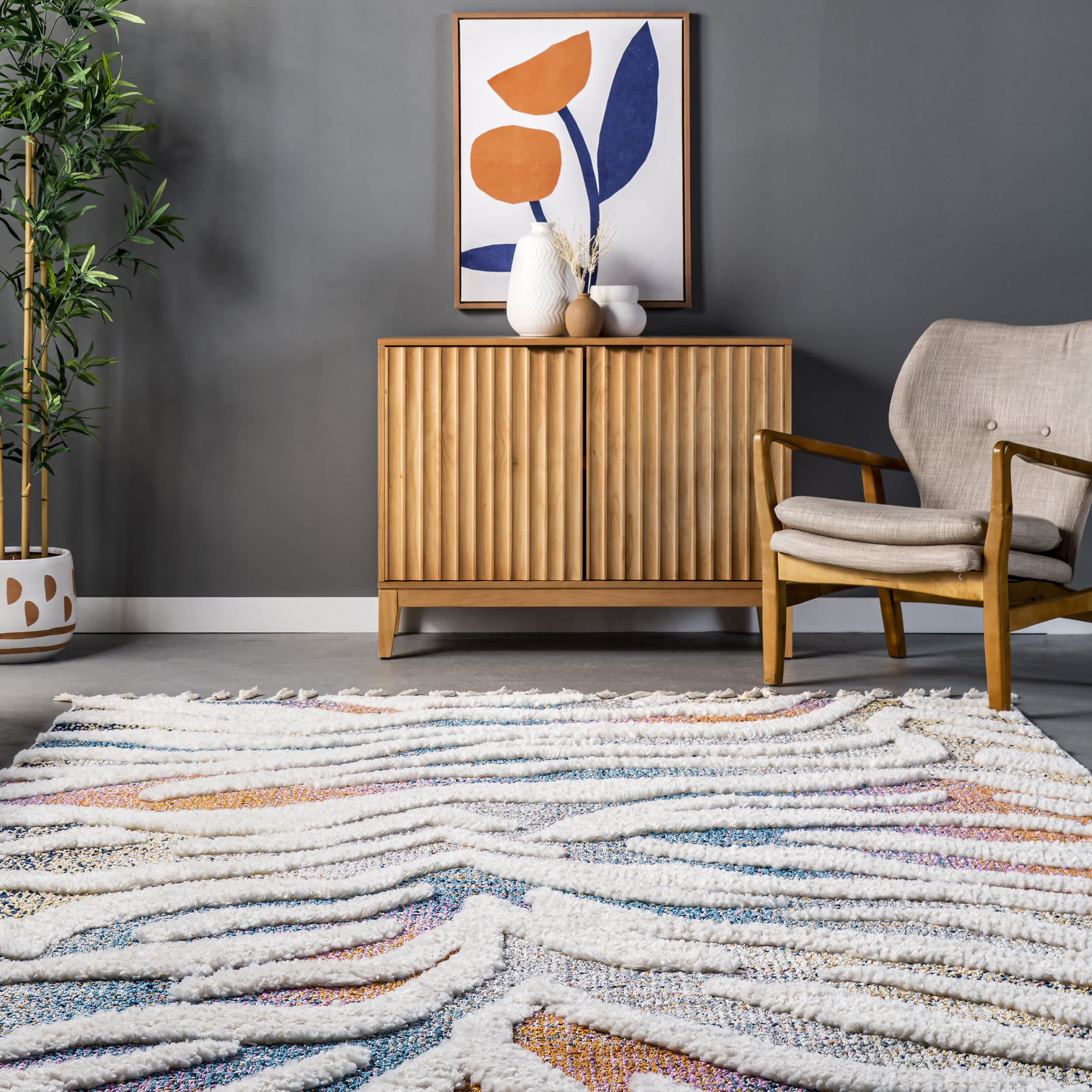 Luci Zebra Striped Shag Area Rug - Image 8