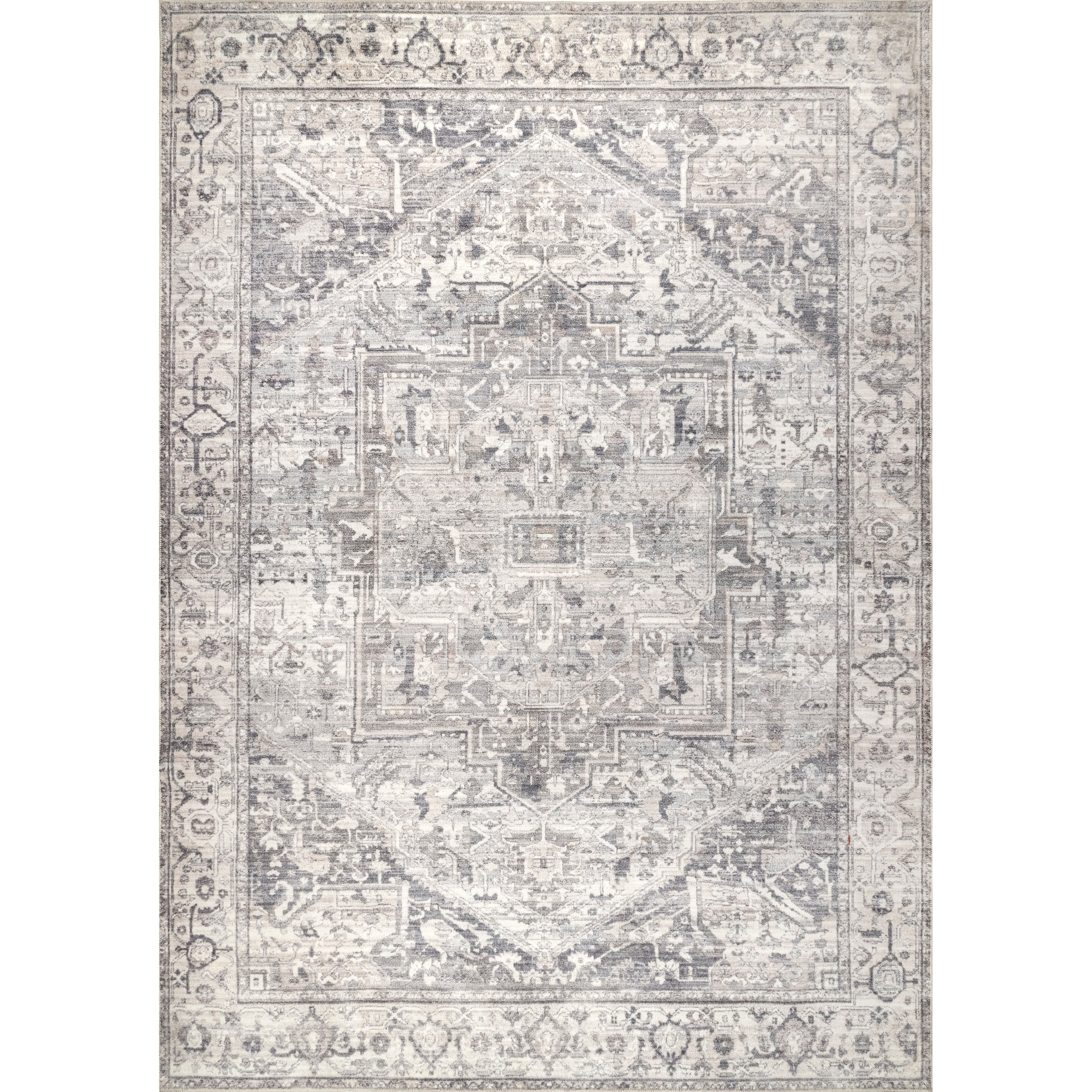 Brielle Machine Washable Vintage Medallion Area Rug