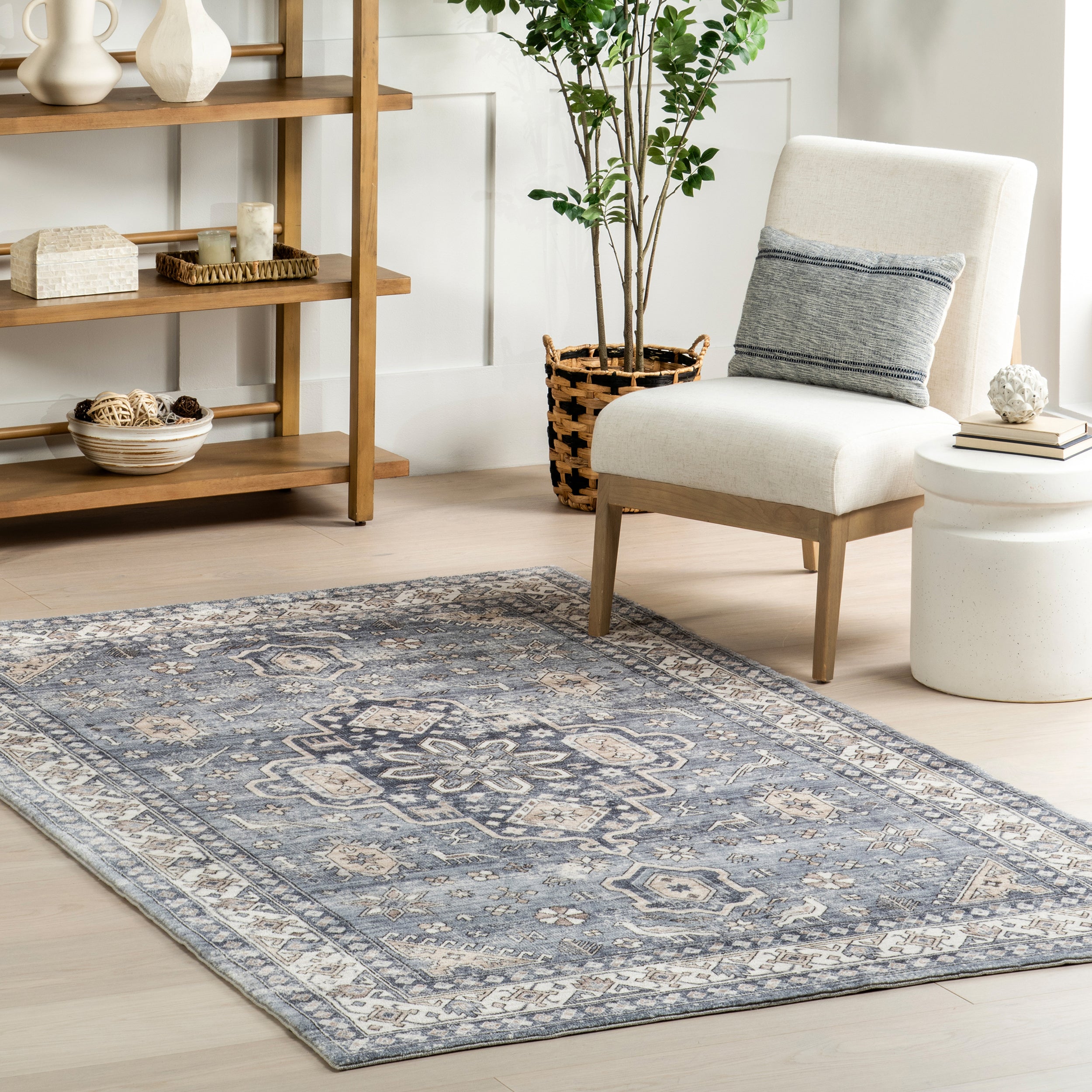 Jordan Vintage Medallion Machine Washable Area Rug - Image 2
