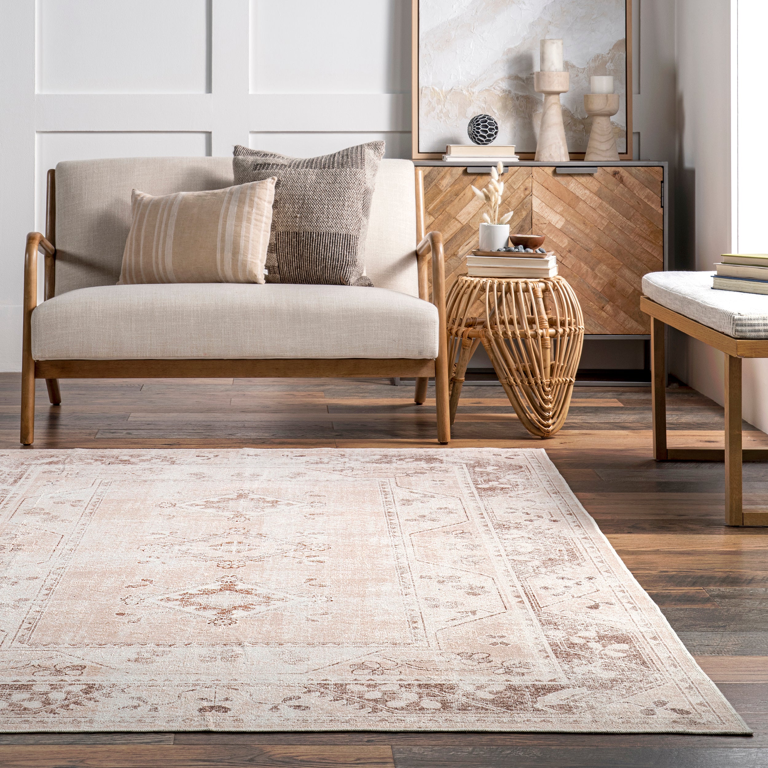 Ellamae Faded Medallion Machine Washable Area Rug - Image 8