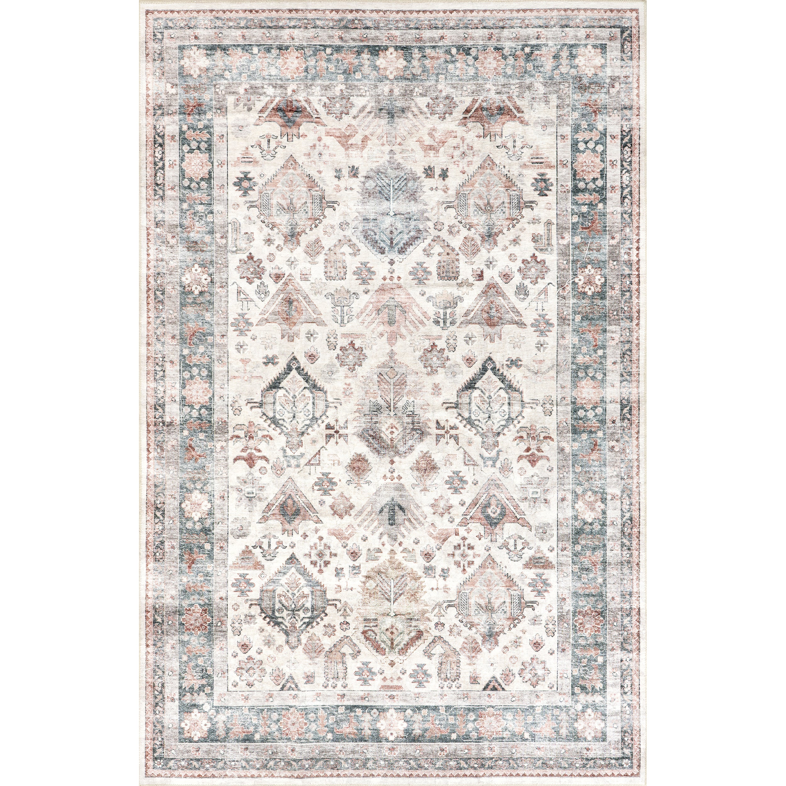 Bex Faded Stain-Resistant Machine Washable Area Rug