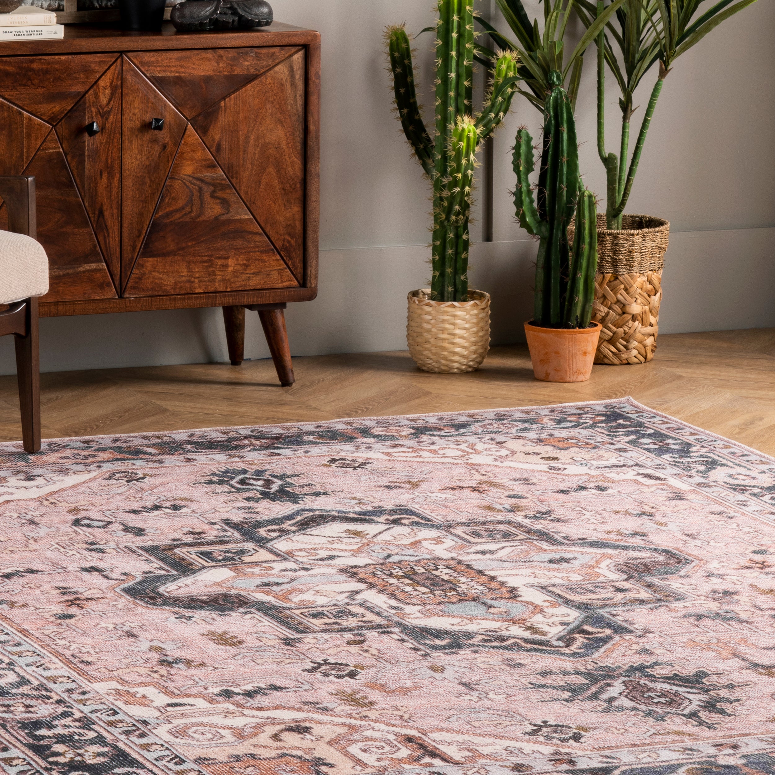 Sasha Machine Washable Medallion Area Rug - Image 9
