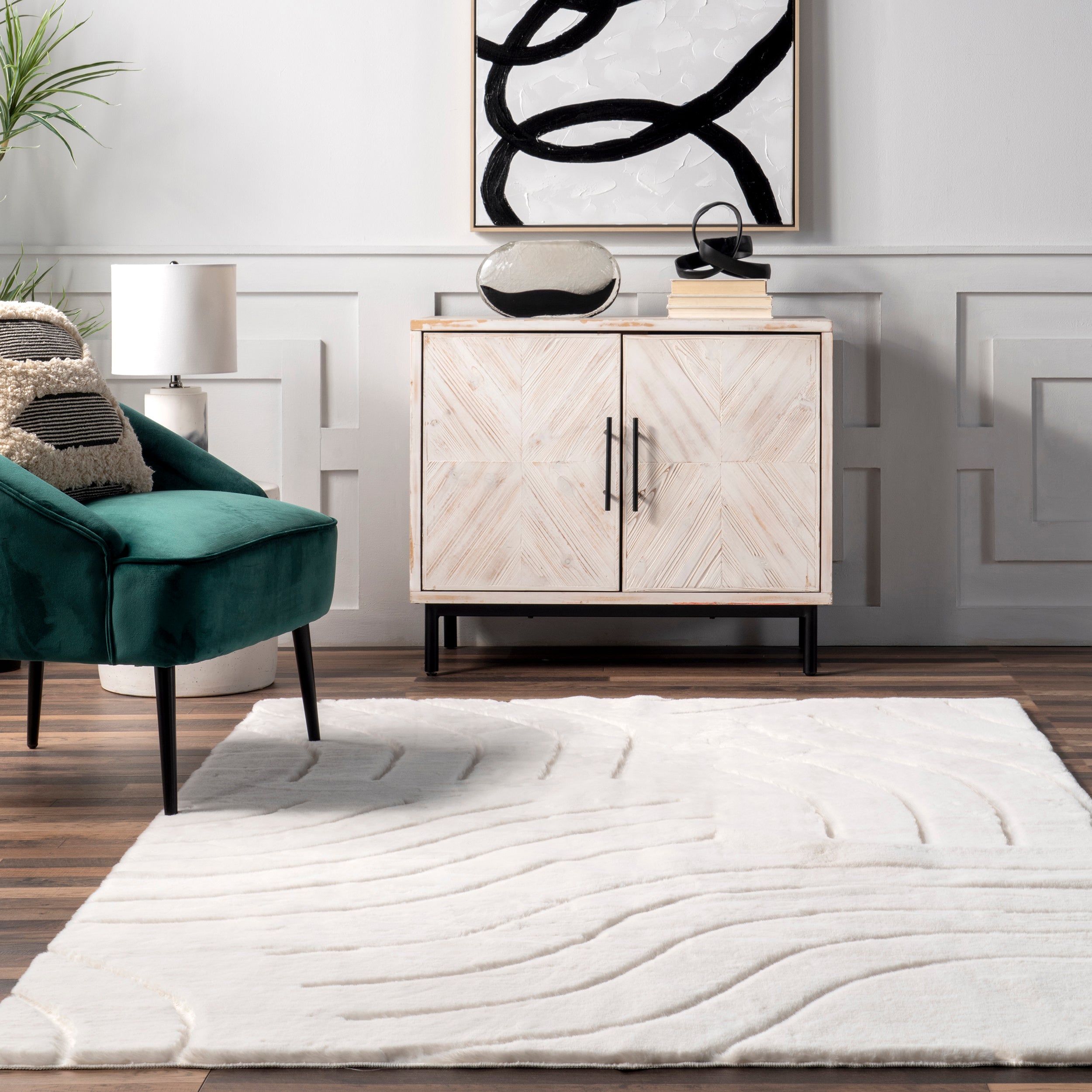 Camari Contemorary Faux Rabbit Machine Washable Area Rug - Image 8