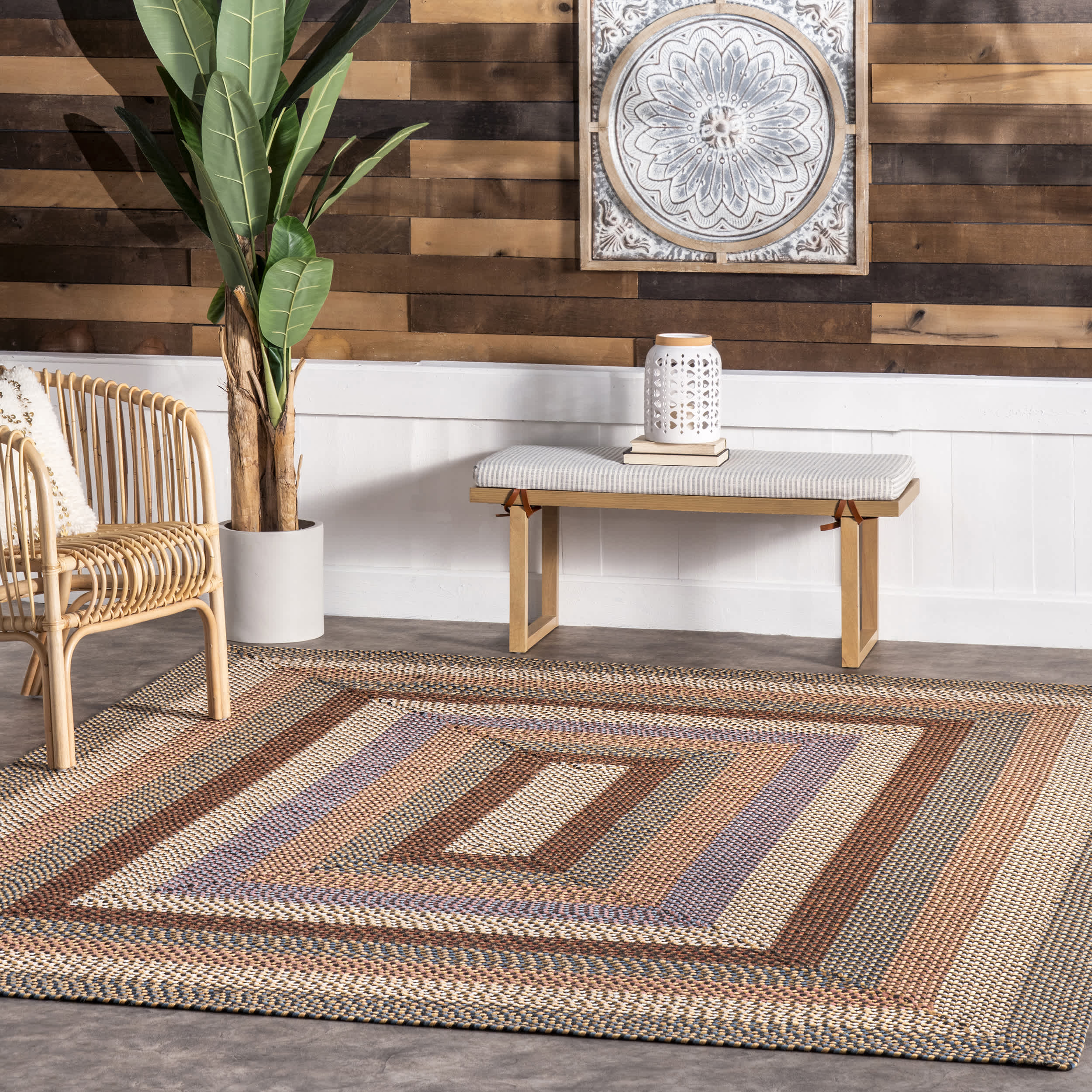 Gwyneth Braided Borders Indoor/Outdoor Area Rug - Image 2
