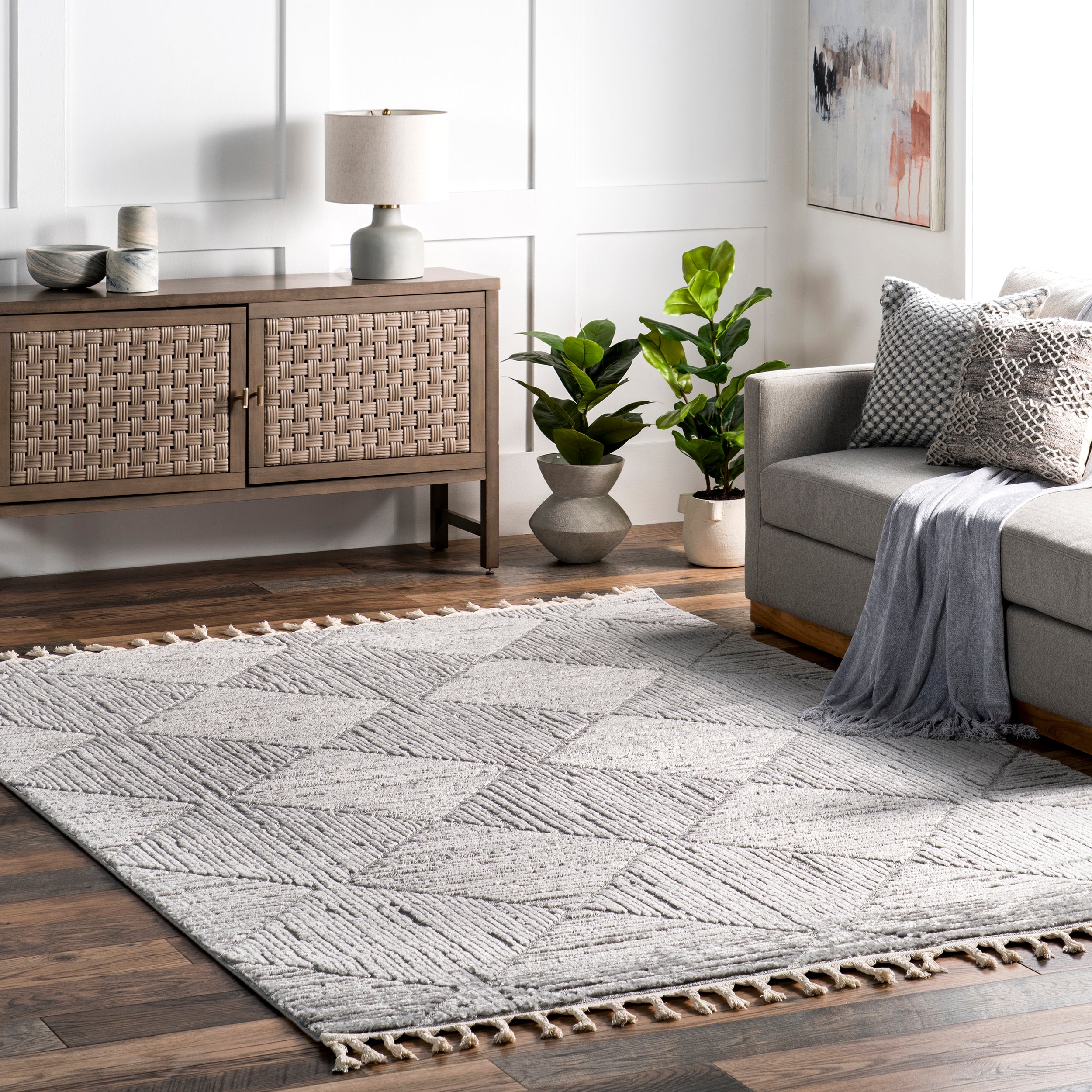Kerry Textured Geometric Tasseled Area Rug - Image 12
