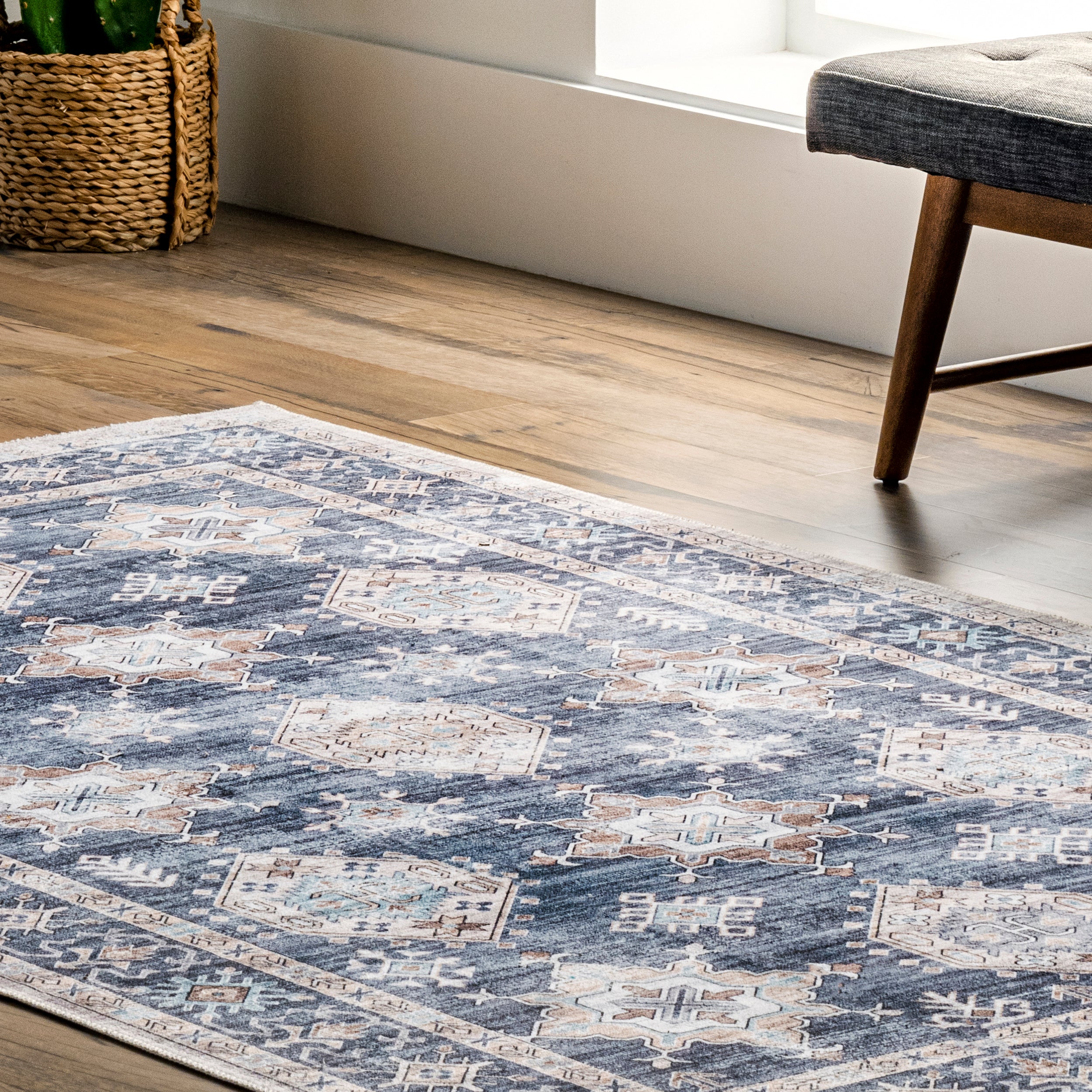 Finley Machine Washable Vintage Distressed Area Rug - Image 9