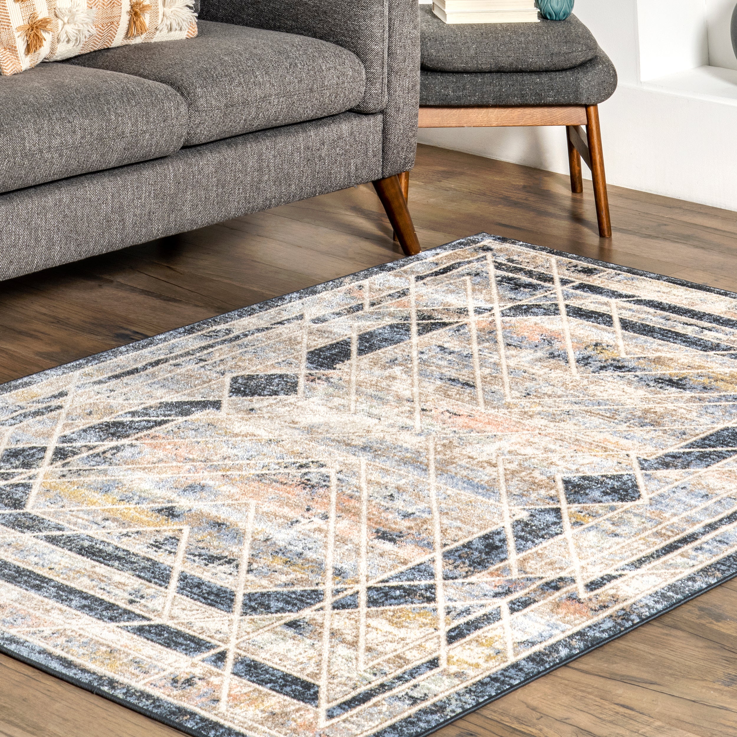 Nika Modern Faded Machine Washable Area Rug - Image 9