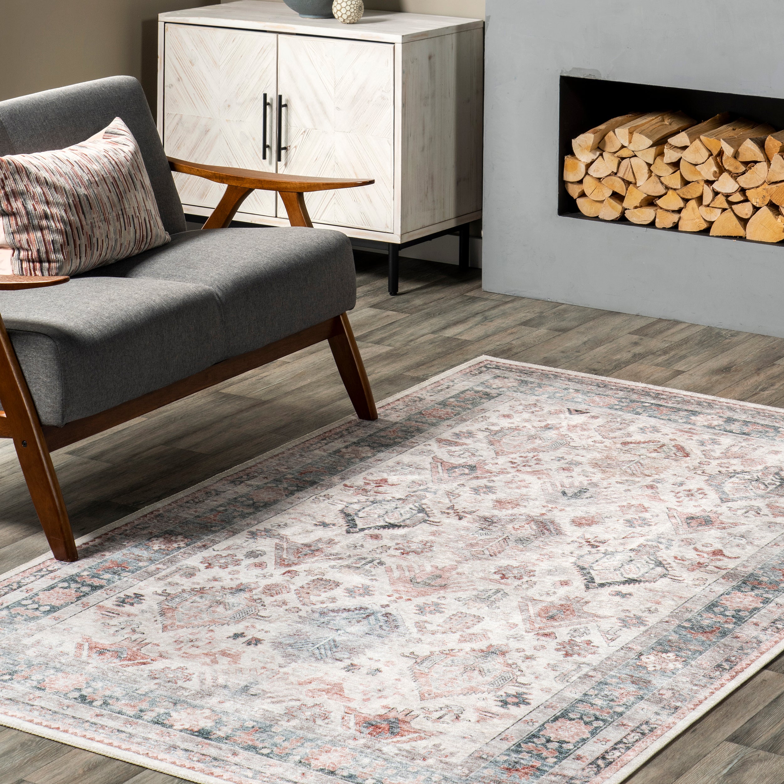 Bex Faded Stain-Resistant Machine Washable Area Rug - Image 9