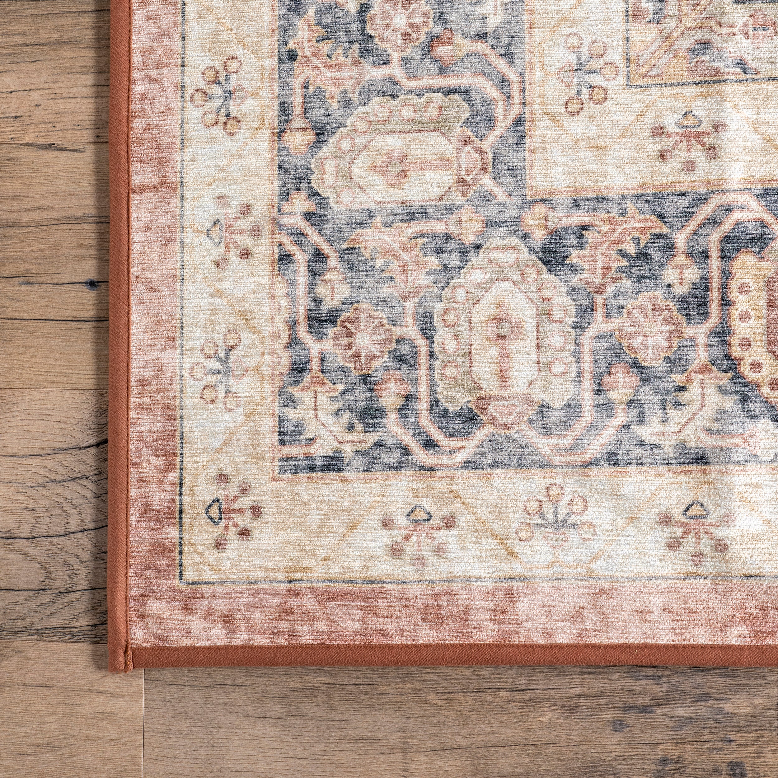 Jessa Faded Medallion Machine Washable Area Rug - Image 5