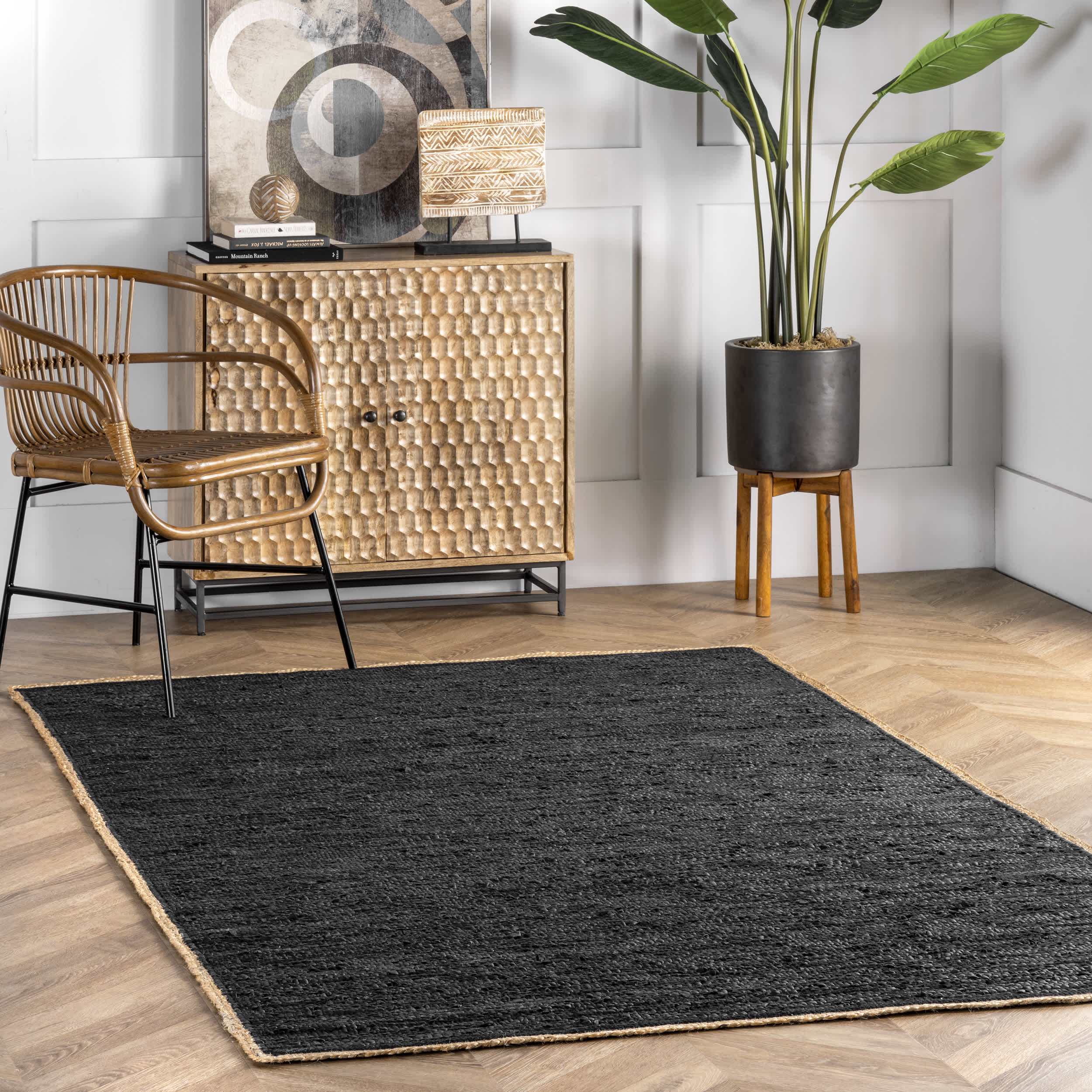 Sabby Hand Woven Leather Flatweave Area Rug - Image 6