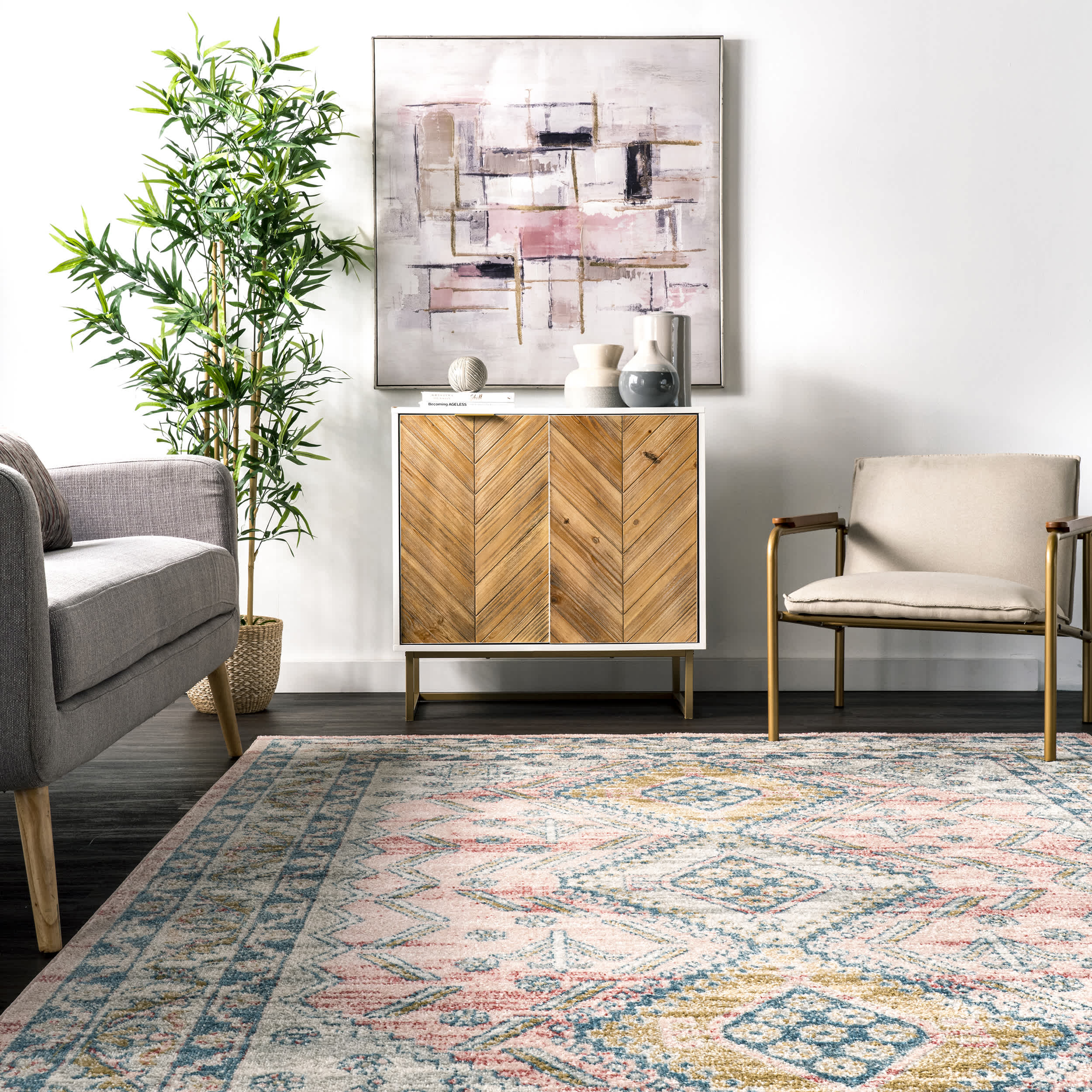 Louise Tribal Diamond Area Rug - Image 8