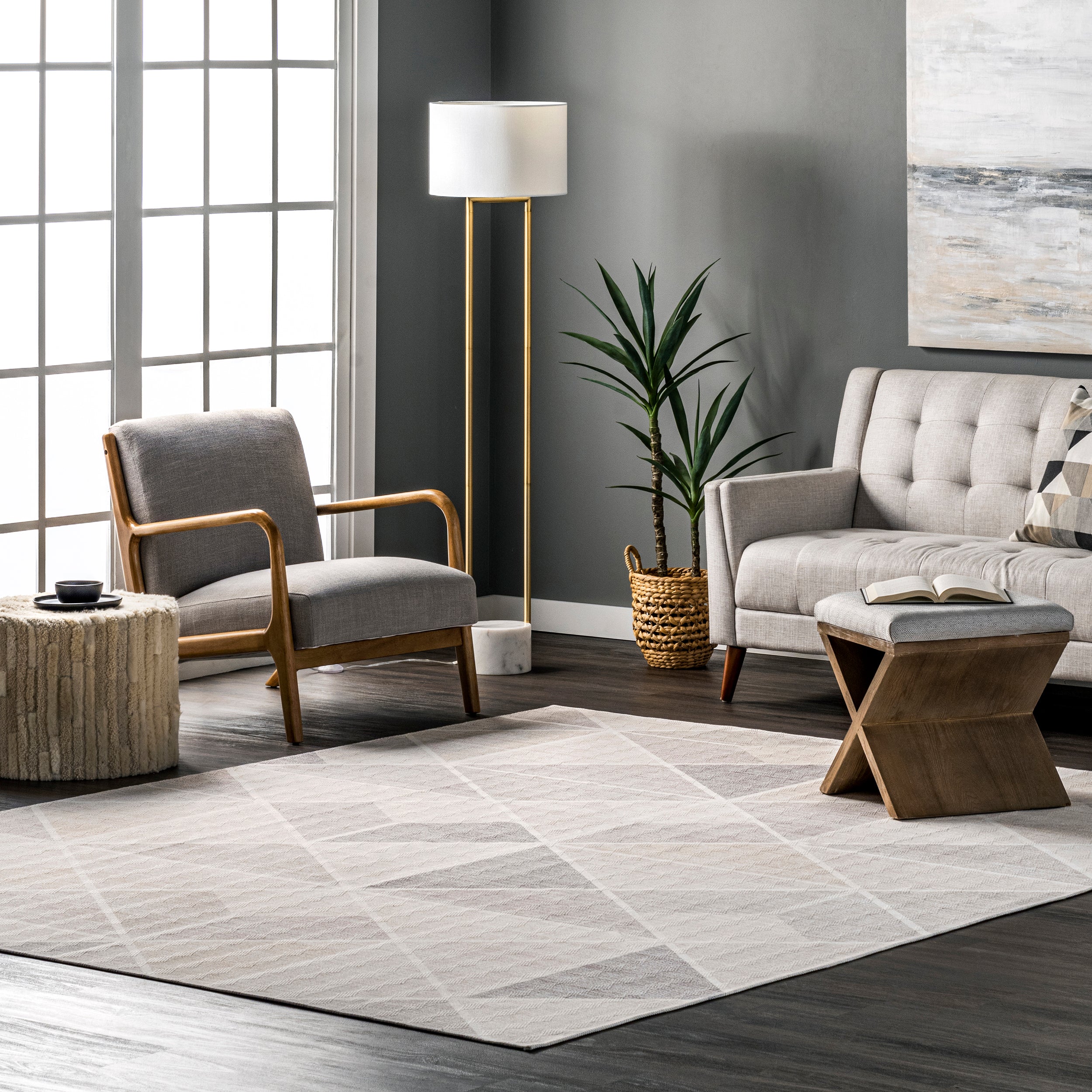 Marielle Diamond Tiles Machine Washable Area Rug - Image 2