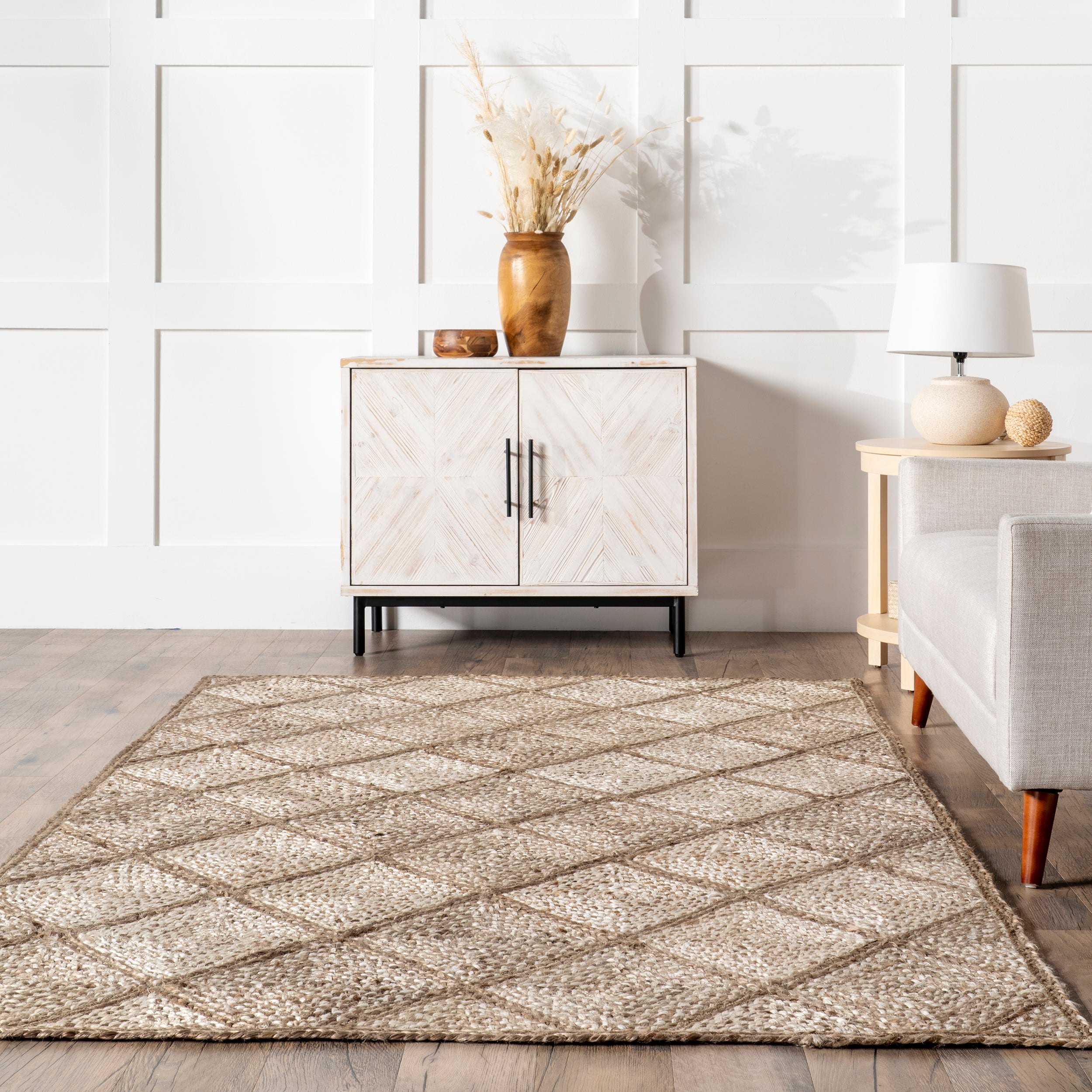 Meja Moroccan Lattice Jute Area Rug - Image 8
