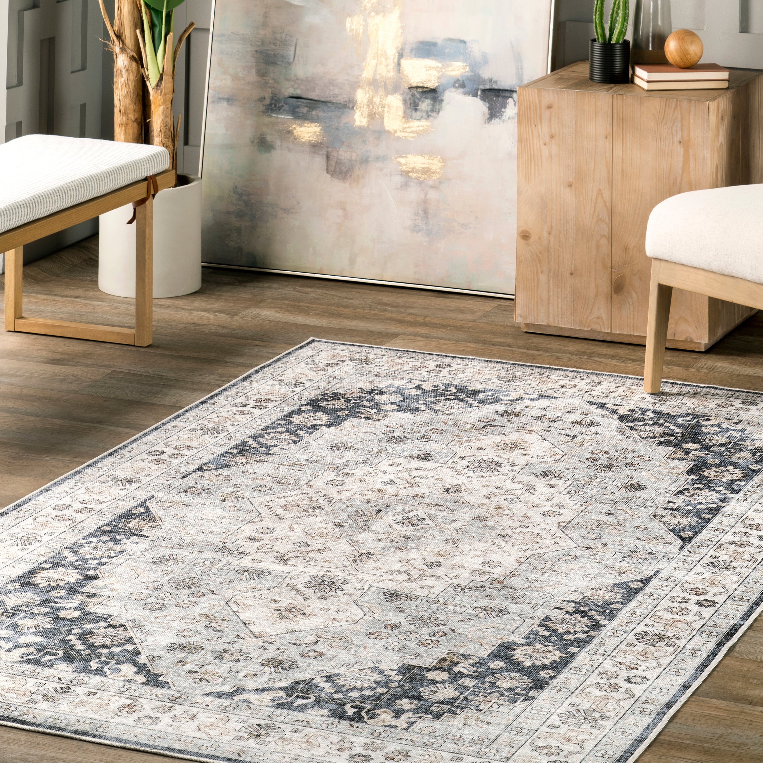 Casey Persian Stain Repellent Machine Washable Area Rug - Image 9