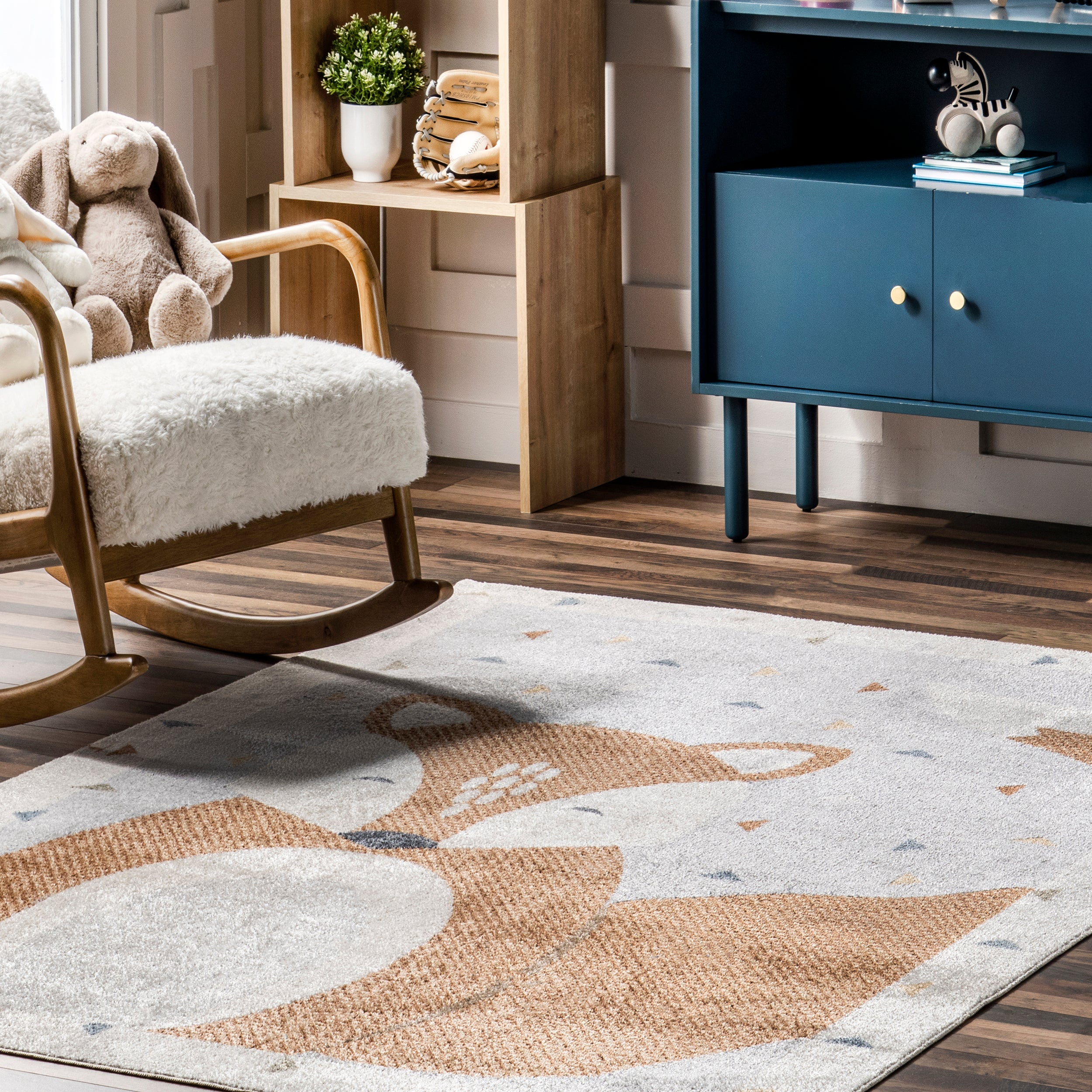 Talia Bashful Fox Kids Machine Washable Area Rug - Image 9